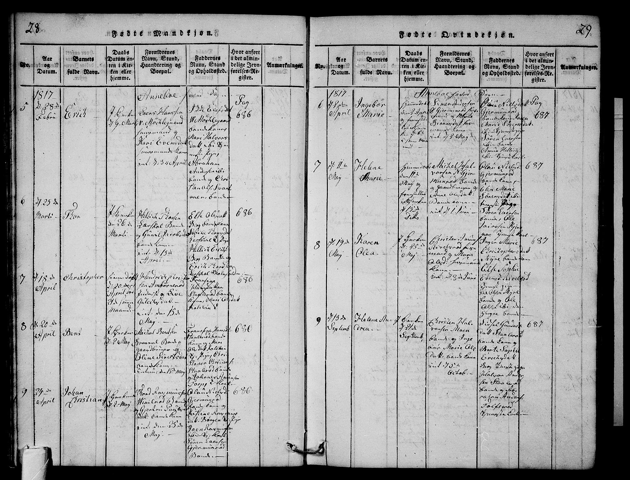 Andebu kirkebøker, AV/SAKO-A-336/G/Ga/L0001: Parish register (copy) no. I 1 /1, 1815-1823, p. 28-29