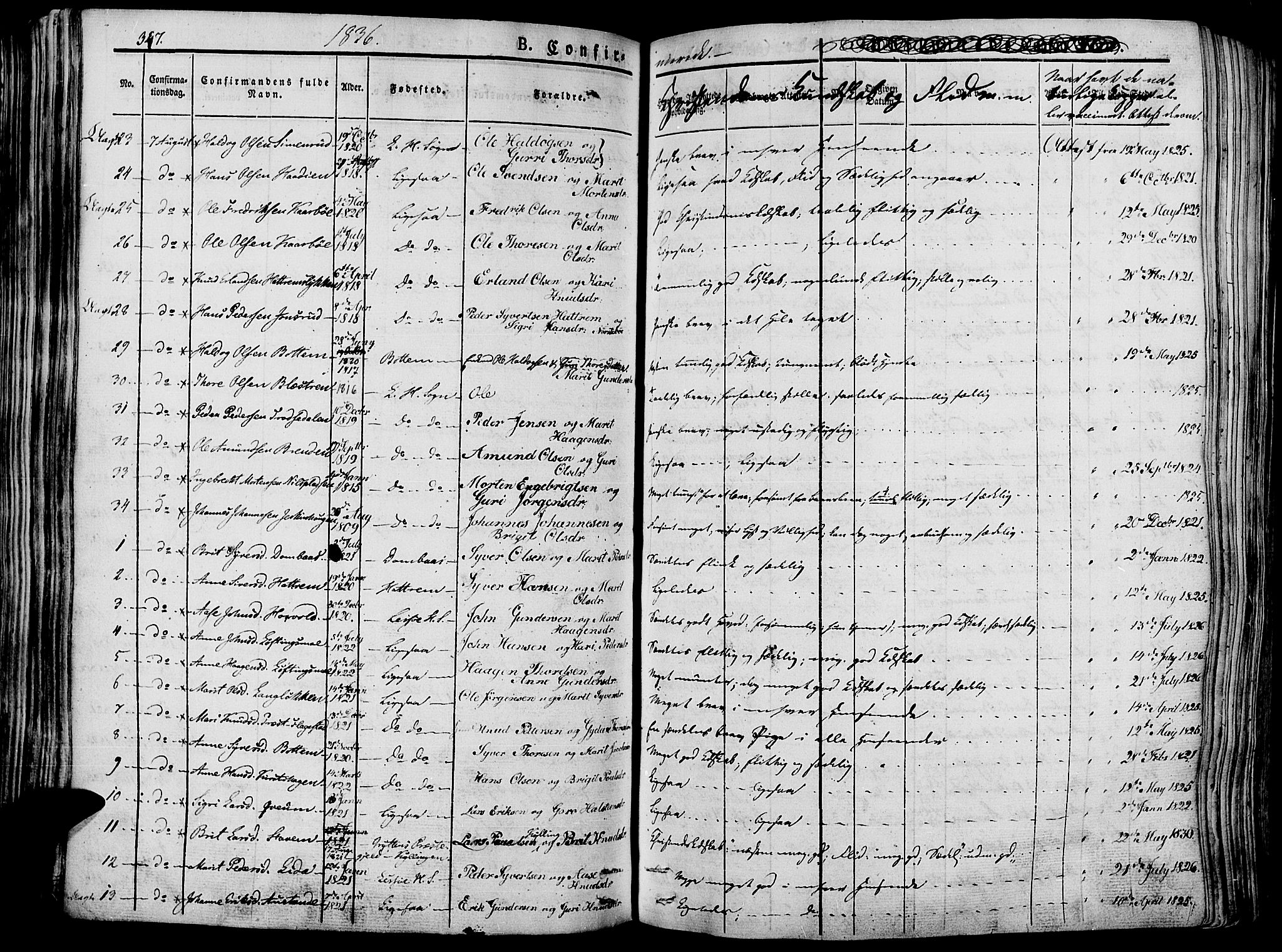 Lesja prestekontor, AV/SAH-PREST-068/H/Ha/Haa/L0005: Parish register (official) no. 5, 1830-1842, p. 347