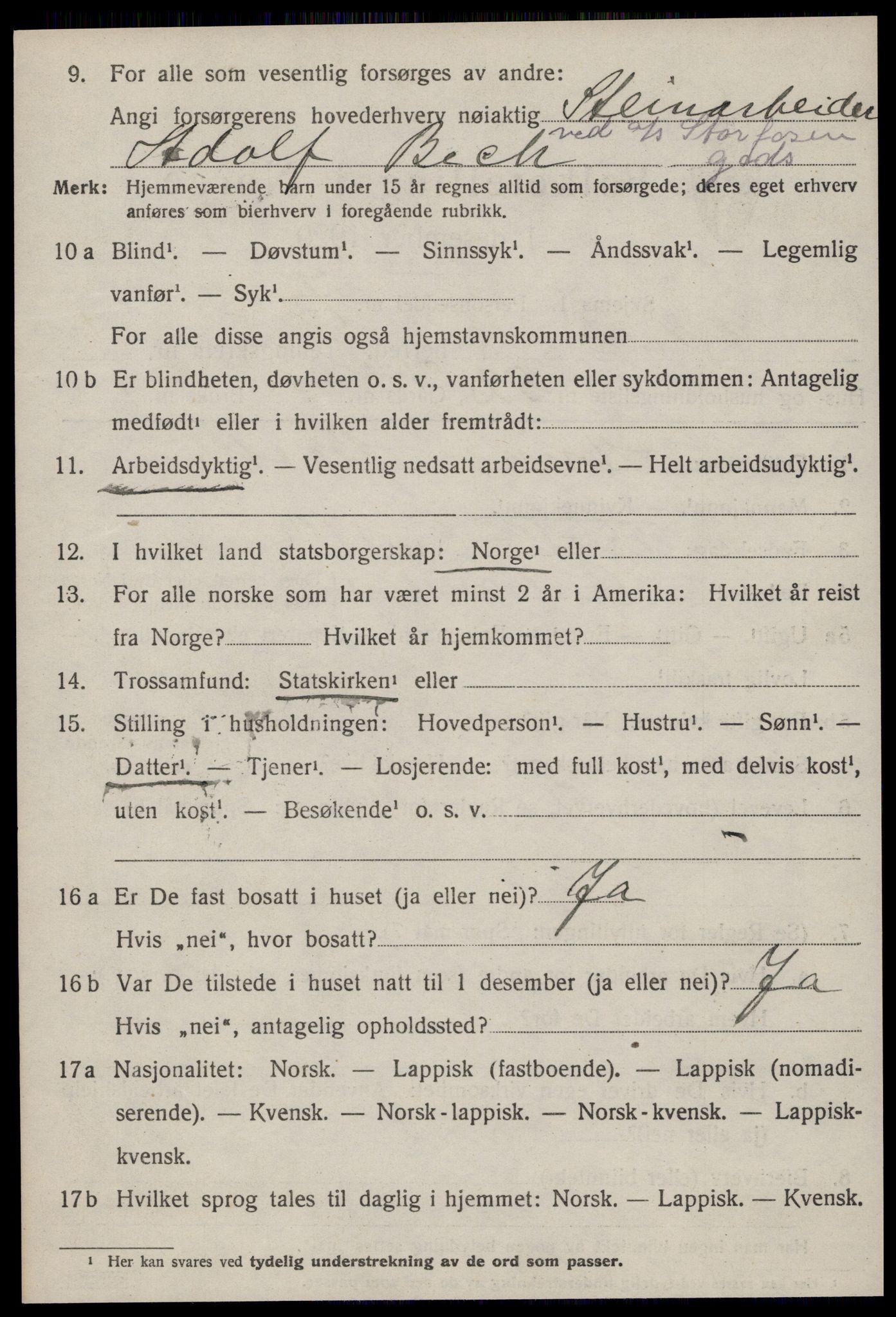 SAT, 1920 census for Ørland, 1920, p. 1982