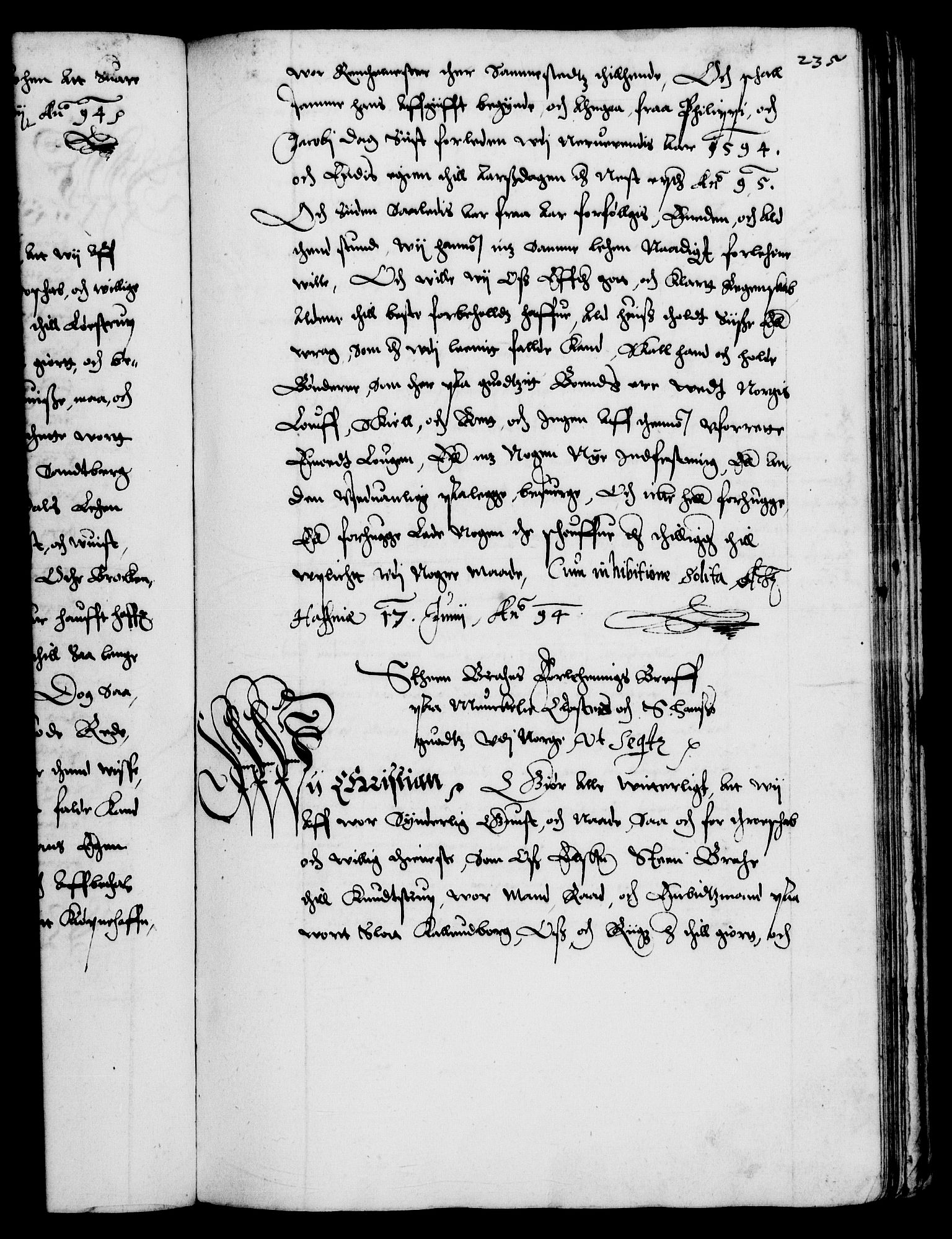 Danske Kanselli 1572-1799, AV/RA-EA-3023/F/Fc/Fca/Fcaa/L0002: Norske registre (mikrofilm), 1588-1596, p. 235a