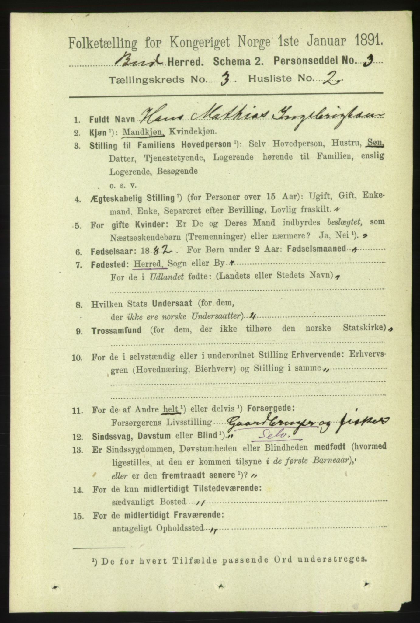 RA, 1891 census for 1549 Bud, 1891, p. 1488