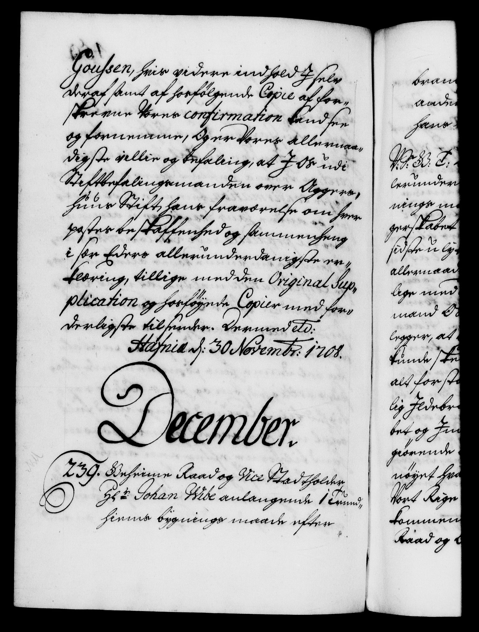 Danske Kanselli 1572-1799, AV/RA-EA-3023/F/Fc/Fca/Fcab/L0018: Norske tegnelser, 1707-1709, p. 450b
