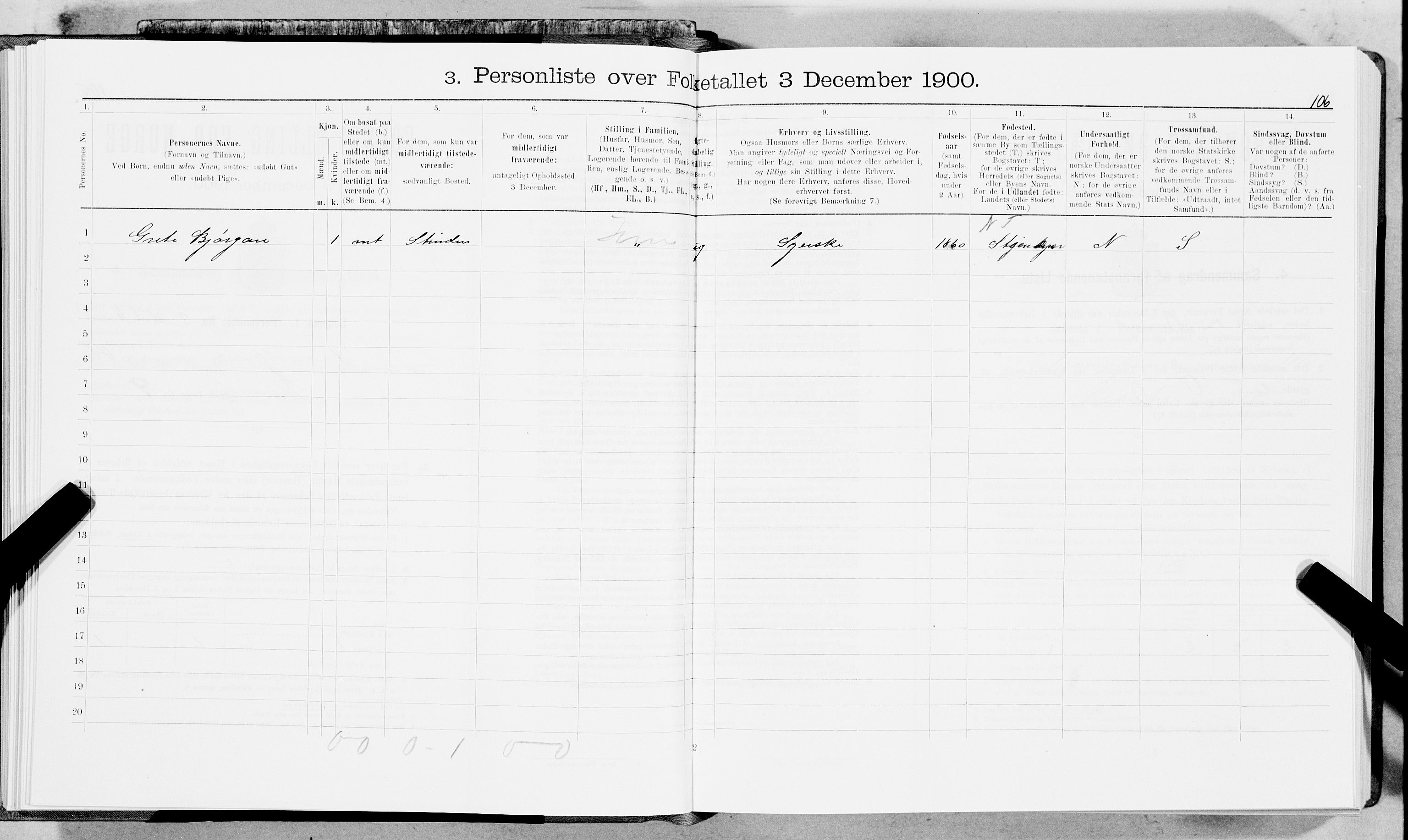 SAT, 1900 census for Trondheim, 1900, p. 7409