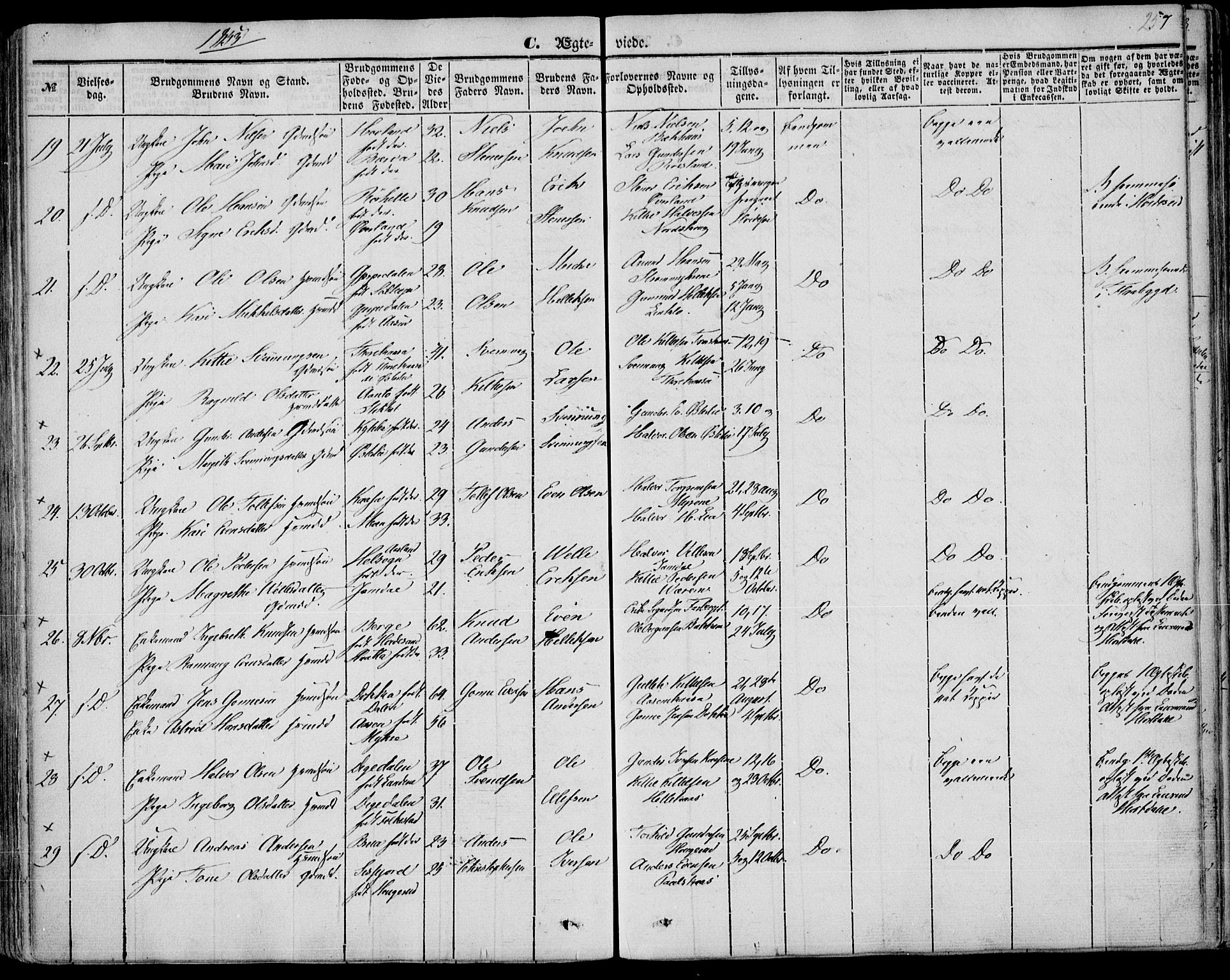 Bø kirkebøker, AV/SAKO-A-257/F/Fa/L0008: Parish register (official) no. 8, 1849-1861, p. 257