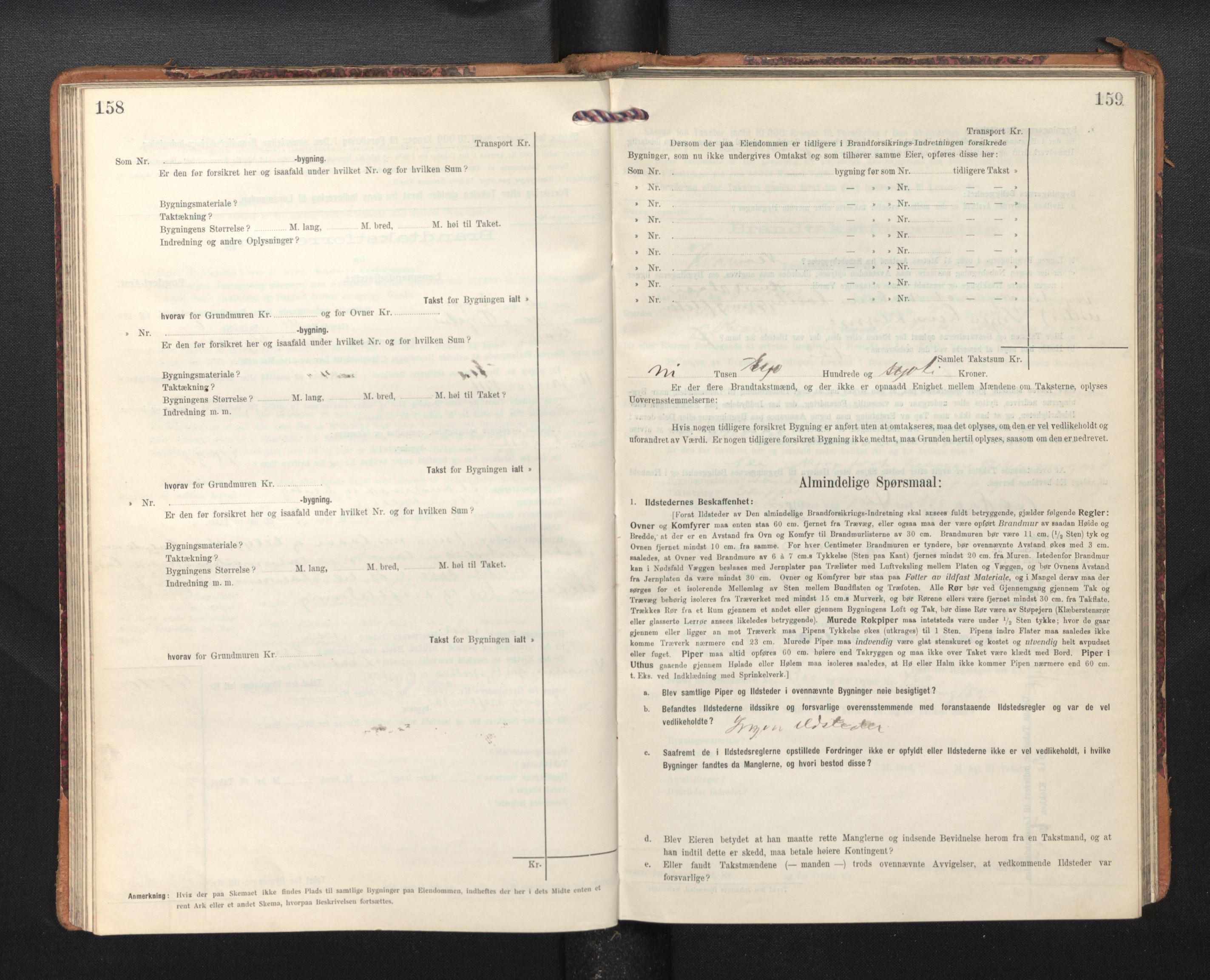 Lensmannen i Kvam, AV/SAB-A-33201/0012/L0006: Branntakstprotokoll, skjematakst, 1913-1955, p. 158-159