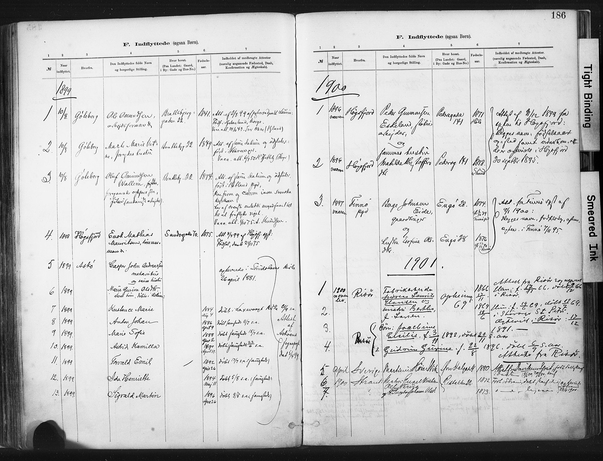 St. Johannes sokneprestkontor, AV/SAST-A-101814/001/30/30BA/L0003: Parish register (official) no. A 3, 1885-1910, p. 186