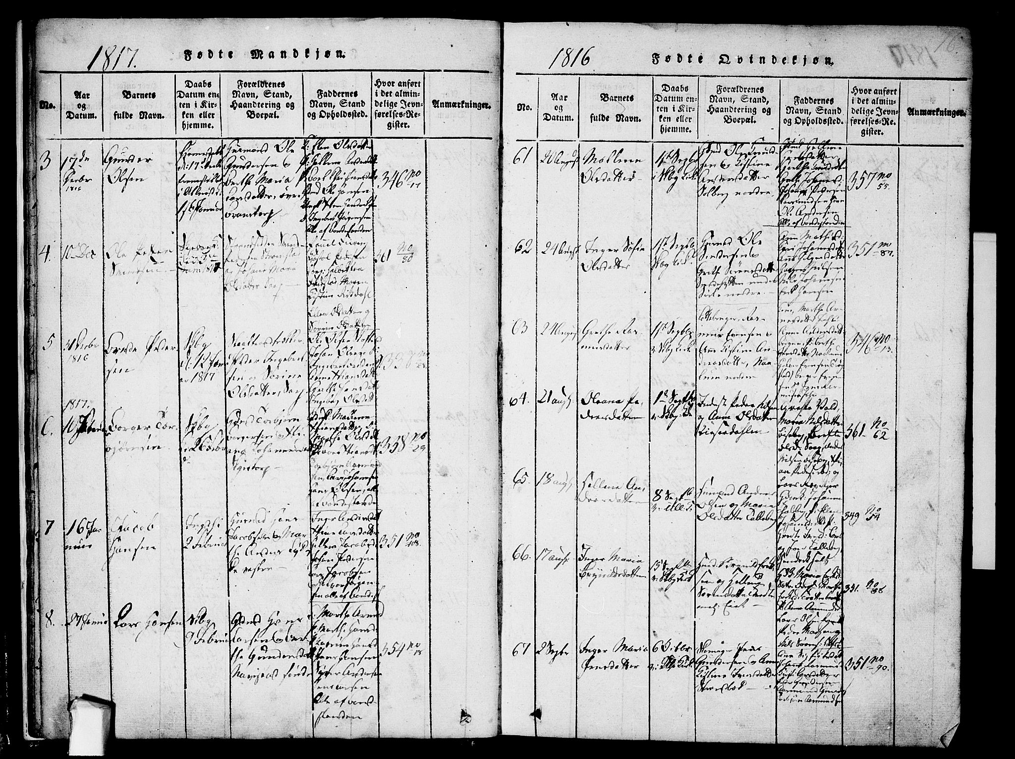 Skjeberg prestekontor Kirkebøker, AV/SAO-A-10923/F/Fa/L0004: Parish register (official) no. I 4, 1815-1830, p. 16