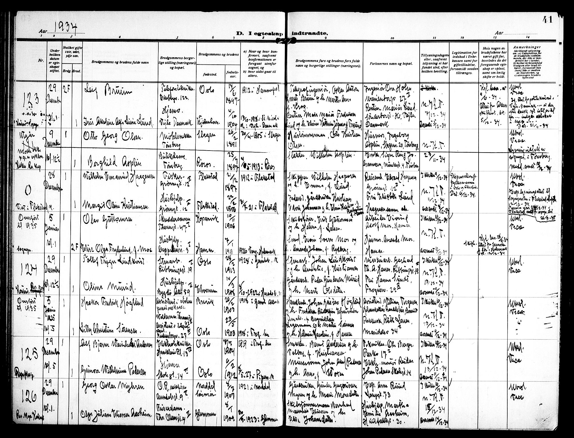 Trefoldighet prestekontor Kirkebøker, AV/SAO-A-10882/H/Ha/L0005: Banns register no. 5, 1932-1952, p. 41