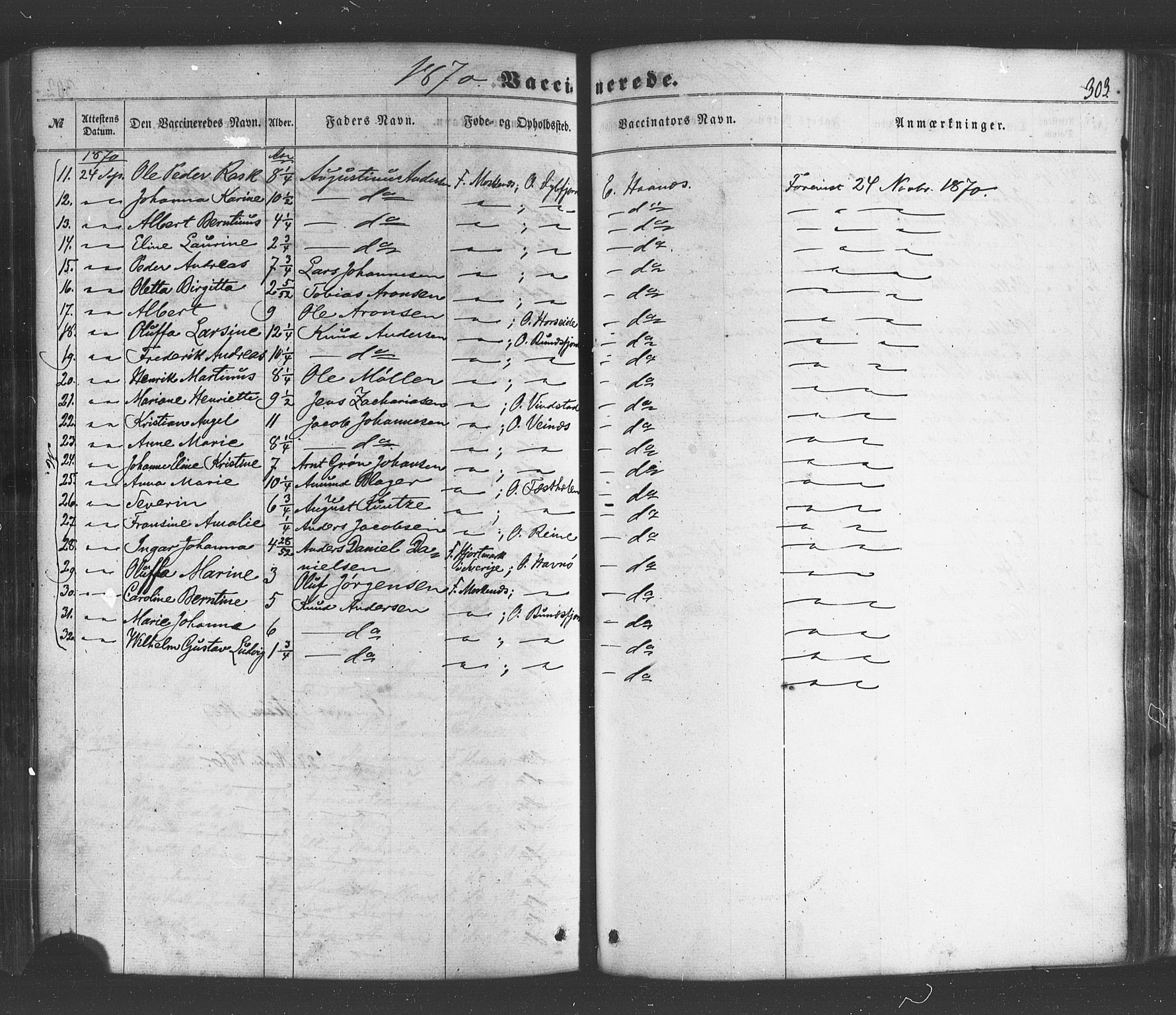 Ministerialprotokoller, klokkerbøker og fødselsregistre - Nordland, AV/SAT-A-1459/885/L1203: Parish register (official) no. 885A04, 1859-1877, p. 303