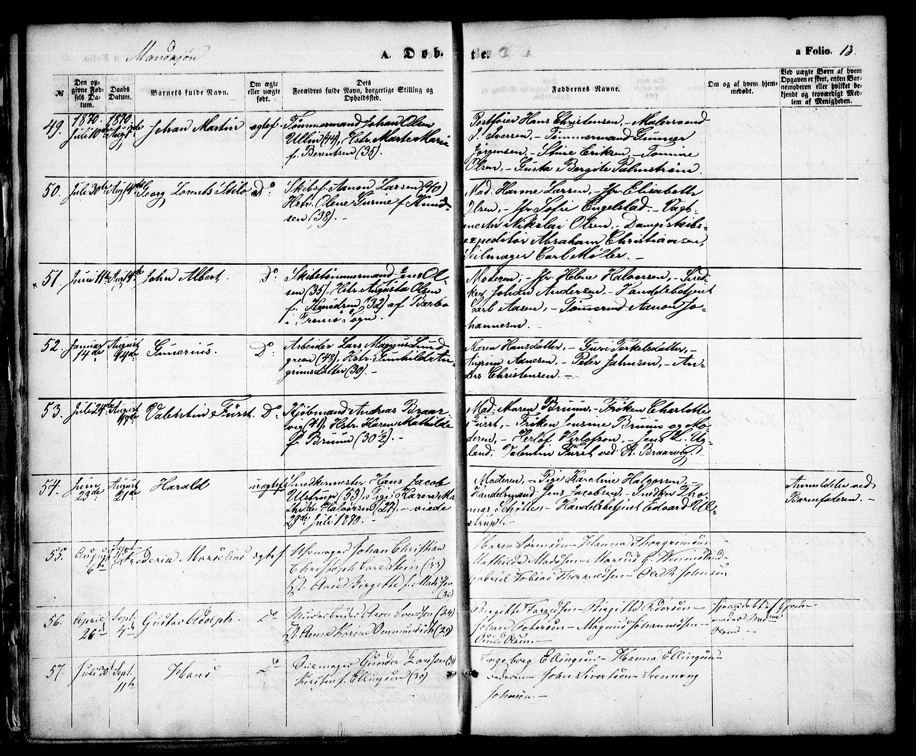 Arendal sokneprestkontor, Trefoldighet, AV/SAK-1111-0040/F/Fa/L0007: Parish register (official) no. A 7, 1868-1878, p. 13