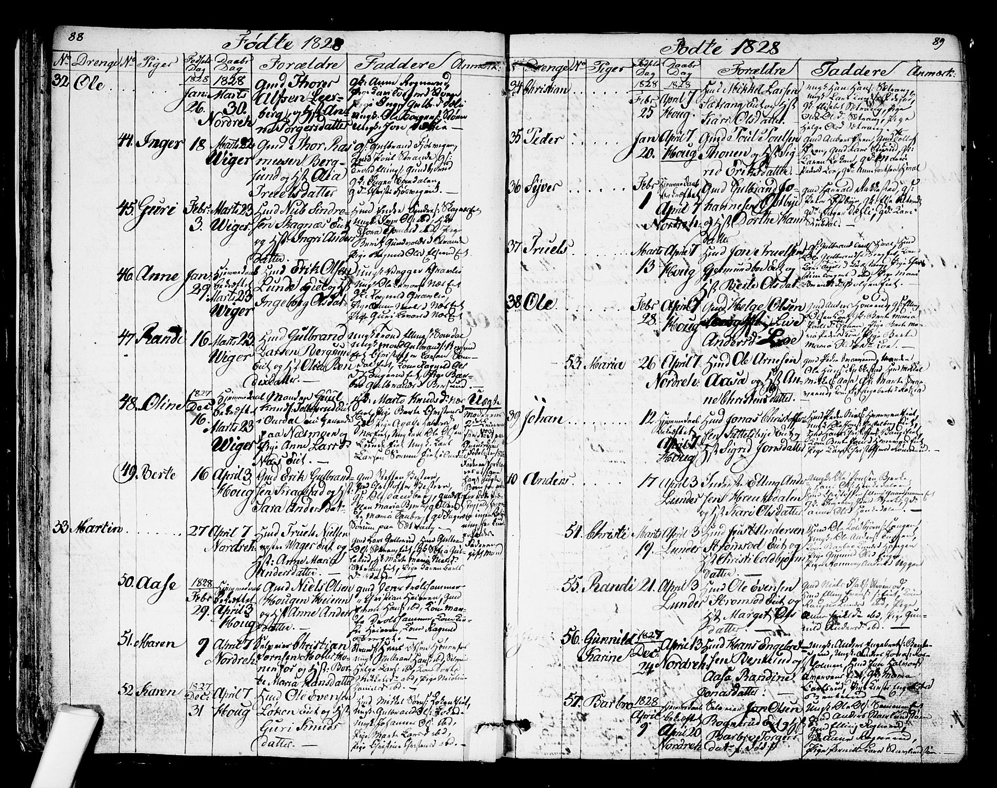 Norderhov kirkebøker, SAKO/A-237/G/Ga/L0004: Parish register (copy) no. I 4, 1824-1849, p. 88-89