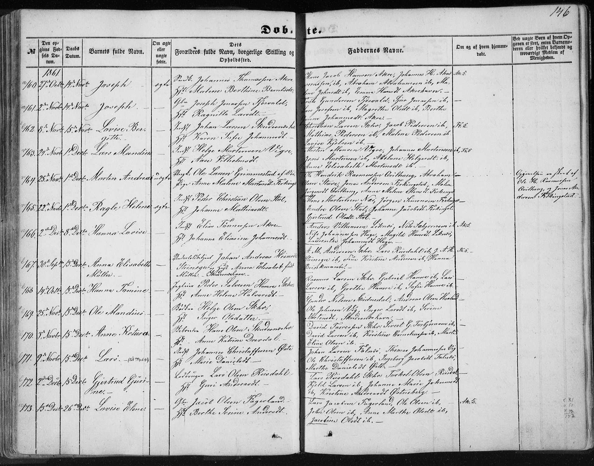 Skudenes sokneprestkontor, SAST/A -101849/H/Ha/Haa/L0004: Parish register (official) no. A 3.1, 1847-1863, p. 146