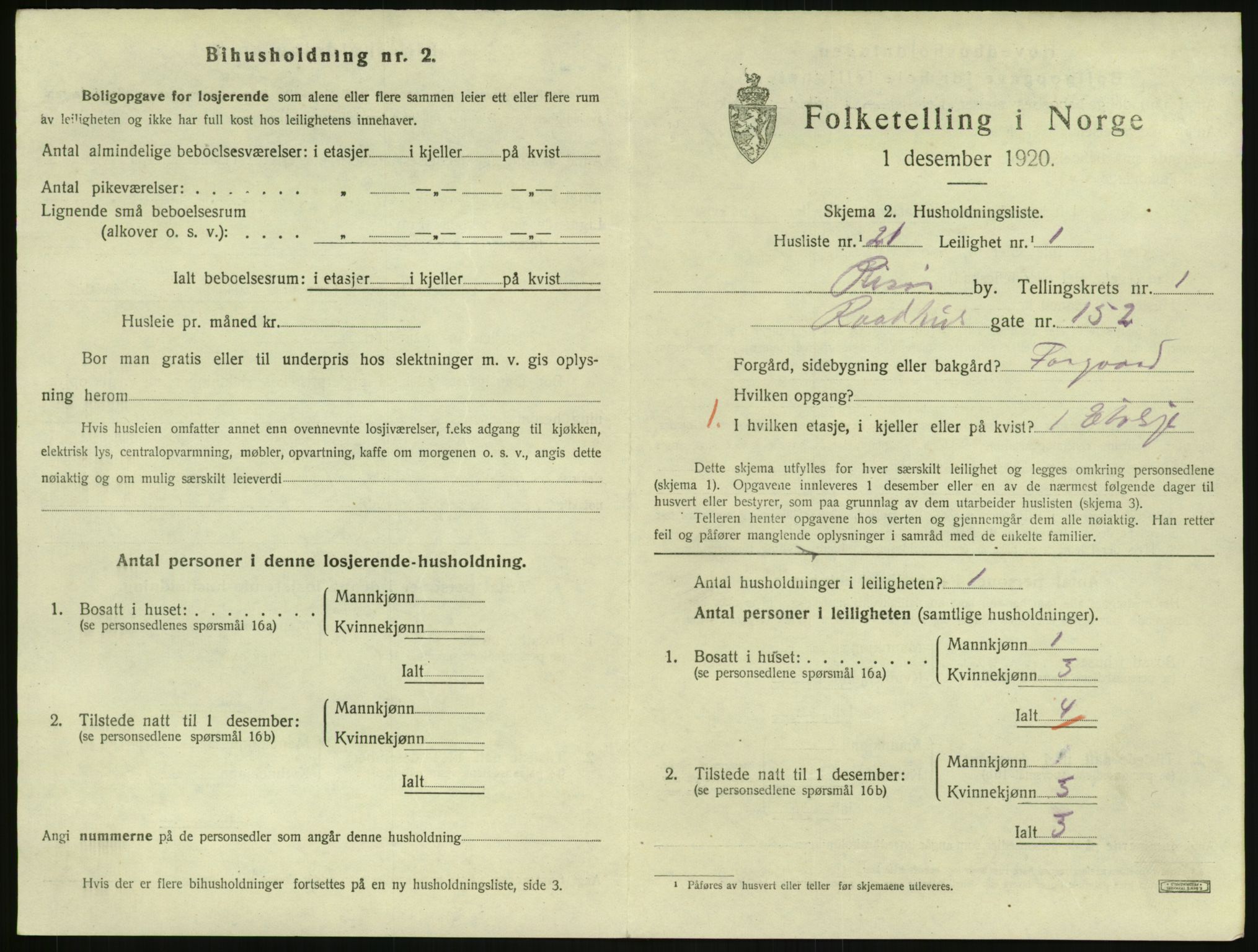 SAK, 1920 census for Risør, 1920, p. 1391