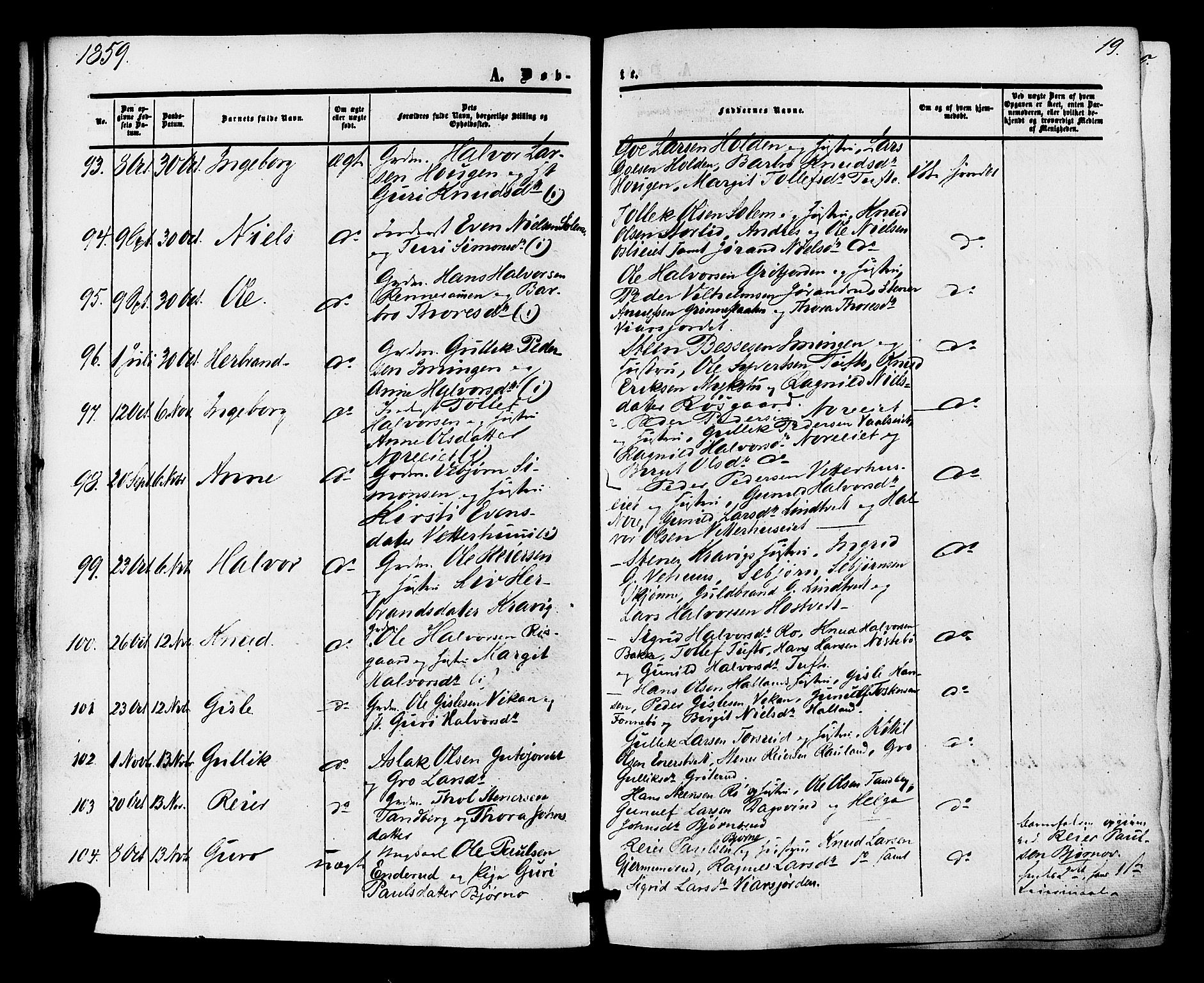 Nore kirkebøker, AV/SAKO-A-238/F/Fa/L0003: Parish register (official) no. I 3, 1858-1866, p. 19