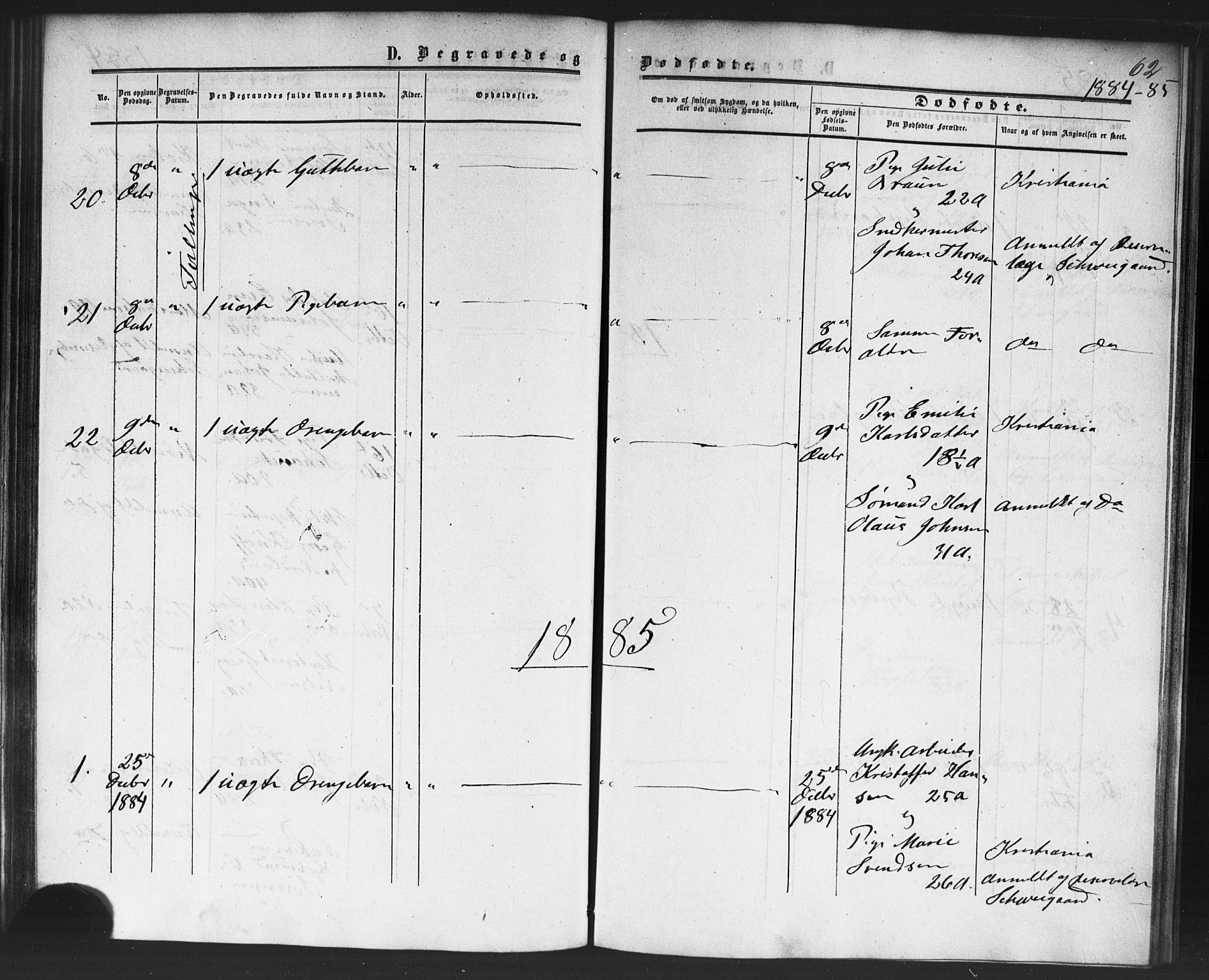 Rikshospitalet prestekontor Kirkebøker, SAO/A-10309b/F/L0005: Parish register (official) no. 5, 1859-1887, p. 62