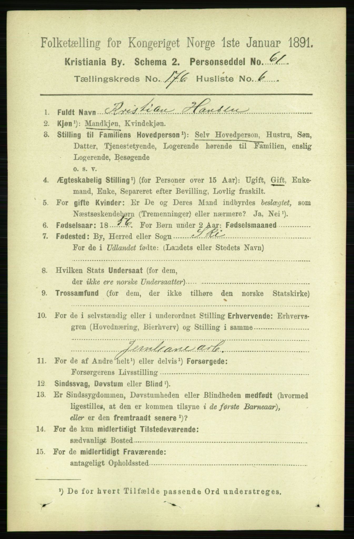RA, 1891 census for 0301 Kristiania, 1891, p. 105716