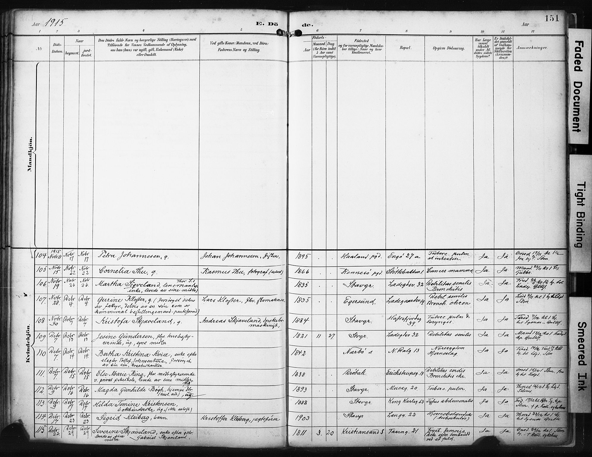 St. Petri sokneprestkontor, AV/SAST-A-101813/001/30/30BA/L0022: Parish register (official) no. A 22, 1895-1919, p. 151