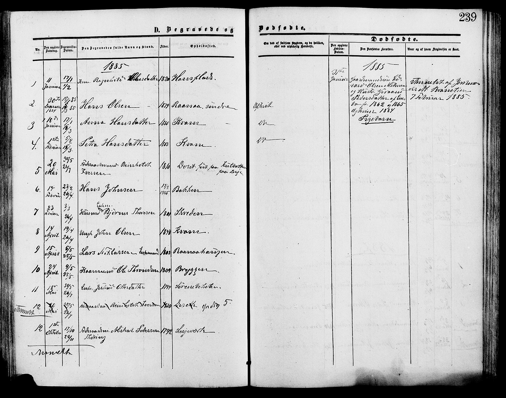 Lesja prestekontor, SAH/PREST-068/H/Ha/Haa/L0009: Parish register (official) no. 9, 1854-1889, p. 239