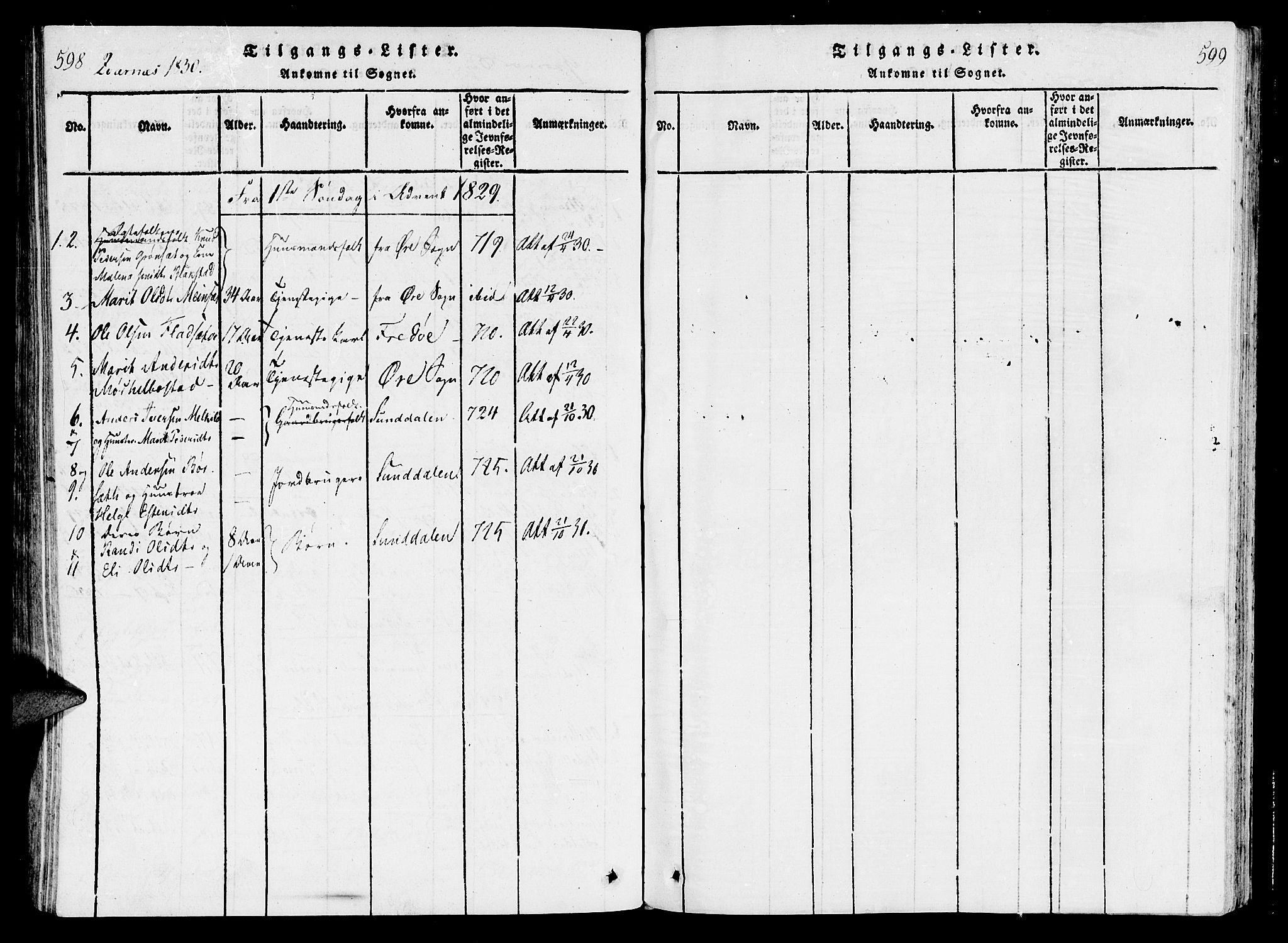 Ministerialprotokoller, klokkerbøker og fødselsregistre - Møre og Romsdal, SAT/A-1454/568/L0800: Parish register (official) no. 568A09 /1, 1819-1830, p. 598-599