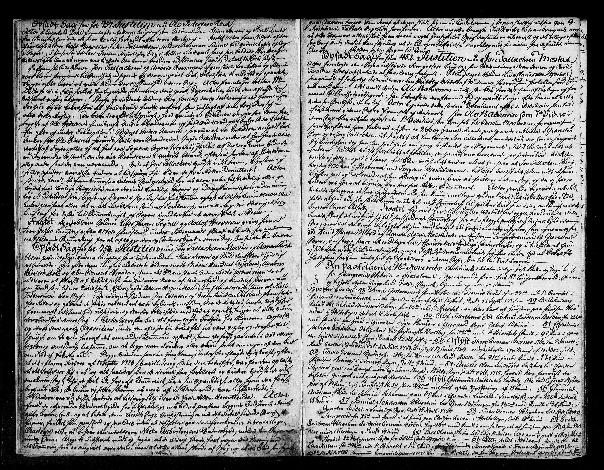 Nedenes sorenskriveri før 1824, AV/SAK-1221-0007/F/Fa/L0037: Tingbok med register nr 32, 1785-1787, p. 8b-9a