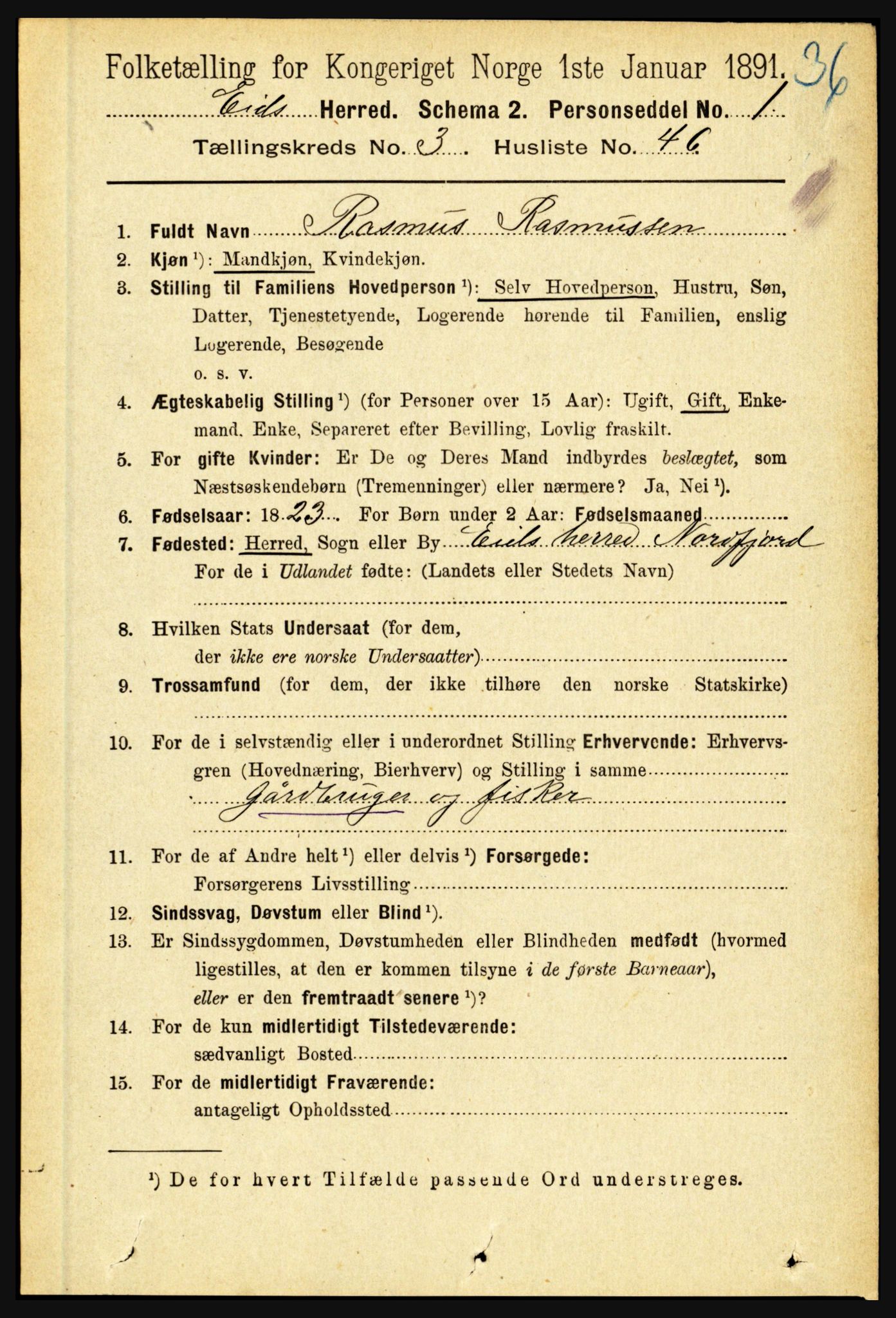 RA, 1891 census for 1443 Eid, 1891, p. 826