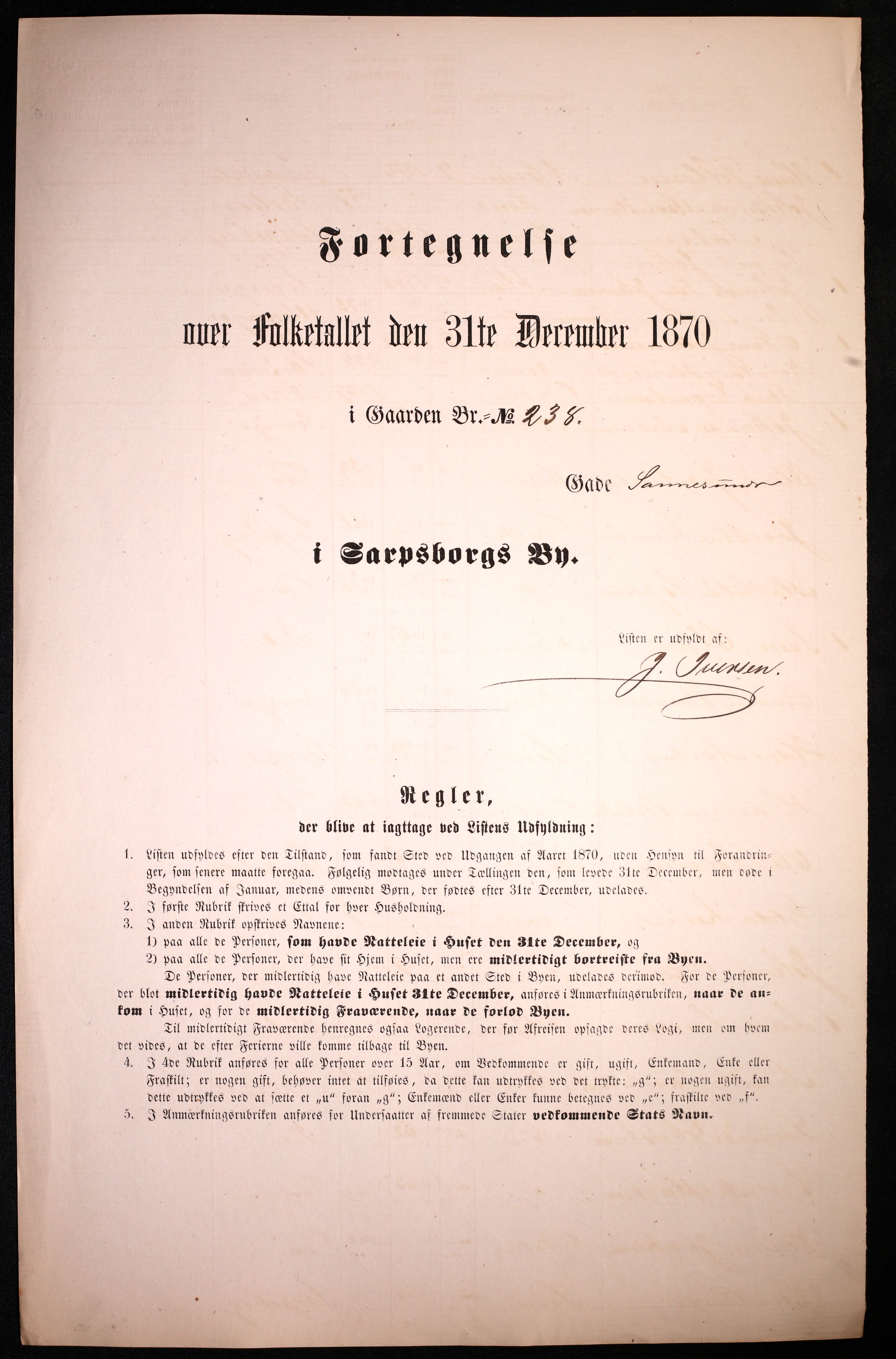 RA, 1870 census for 0102 Sarpsborg, 1870, p. 137