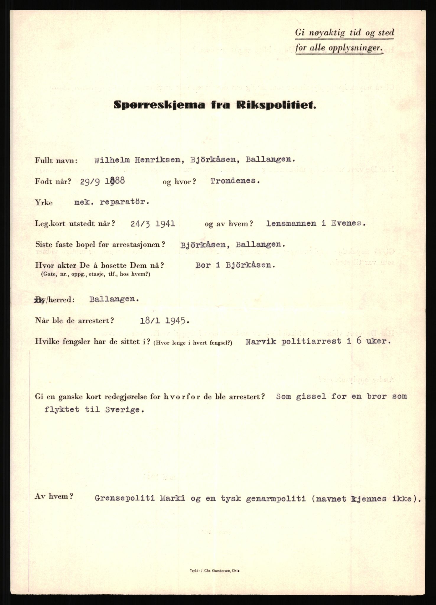 Rikspolitisjefen, AV/RA-S-1560/L/L0007: Heen, Erik C. - Iversen, Trygve, 1940-1945, p. 105