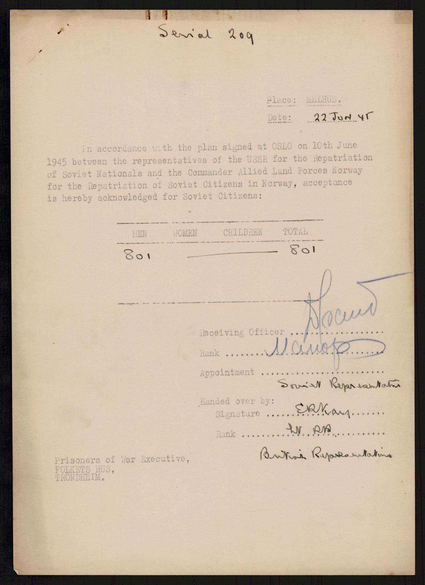 Flyktnings- og fangedirektoratet, Repatrieringskontoret, AV/RA-S-1681/D/Db/L0018: Displaced Persons (DPs) og sivile tyskere, 1945-1948, p. 287