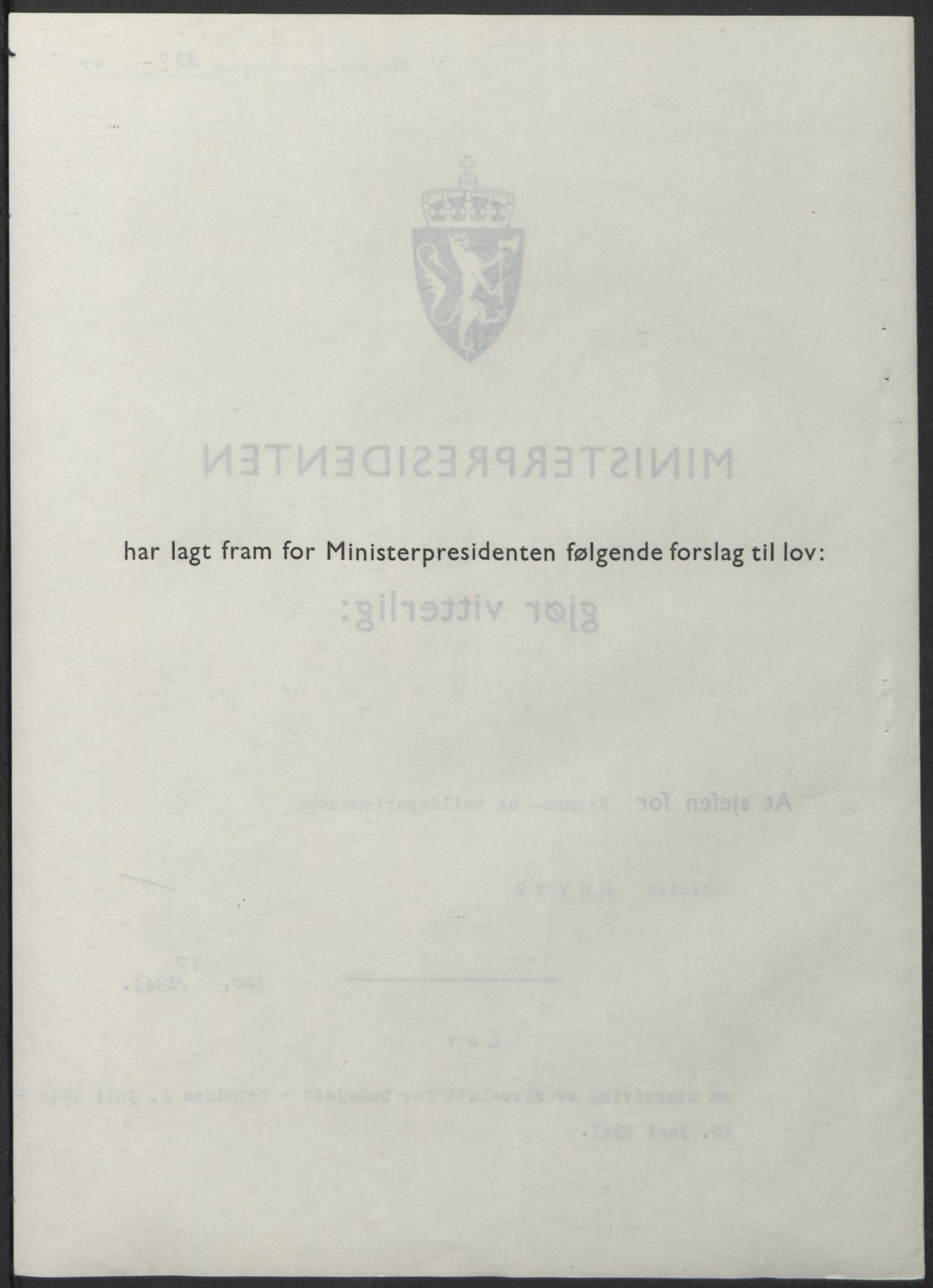 NS-administrasjonen 1940-1945 (Statsrådsekretariatet, de kommisariske statsråder mm), AV/RA-S-4279/D/Db/L0100: Lover, 1944, p. 660