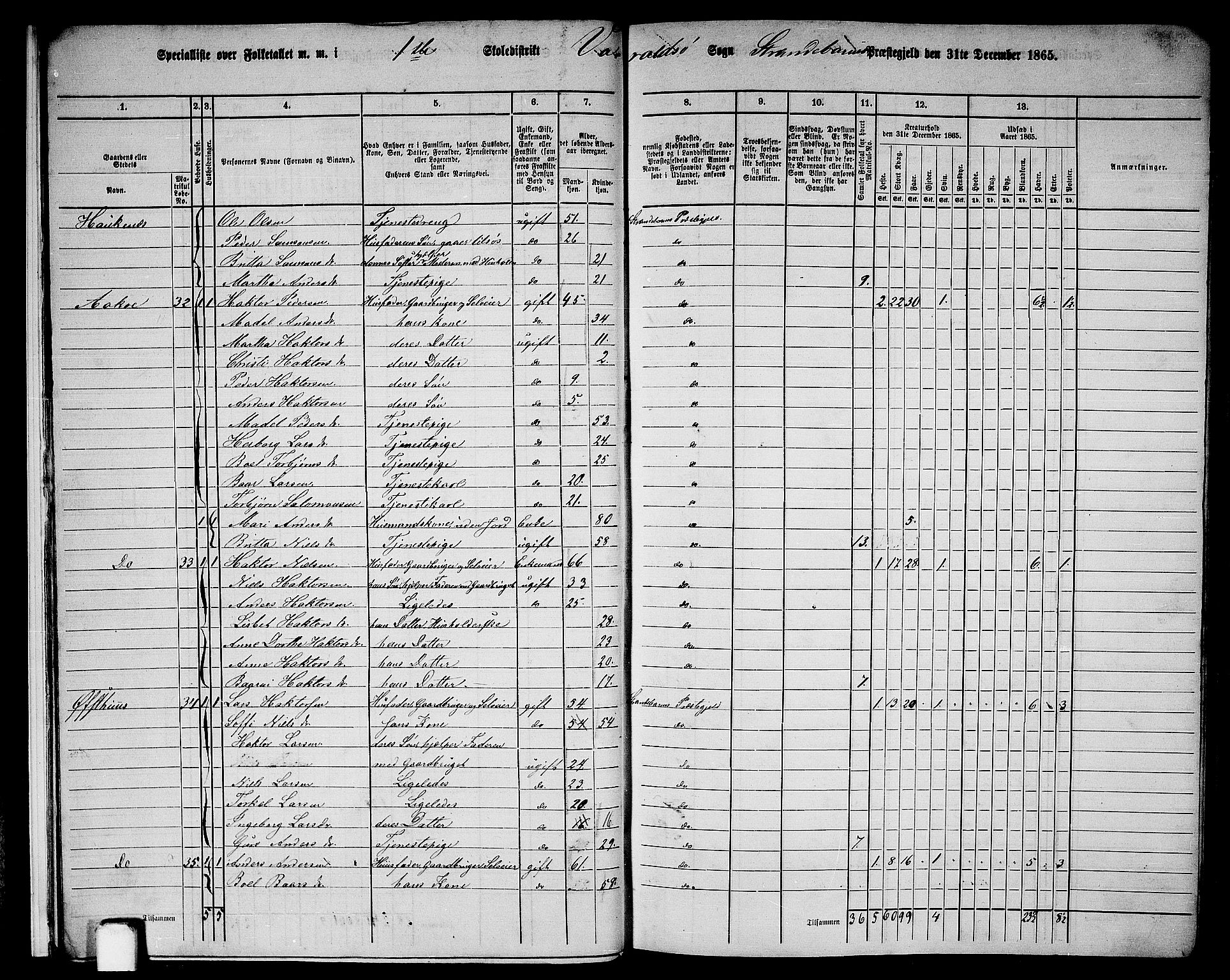 RA, 1865 census for Strandebarm, 1865, p. 11