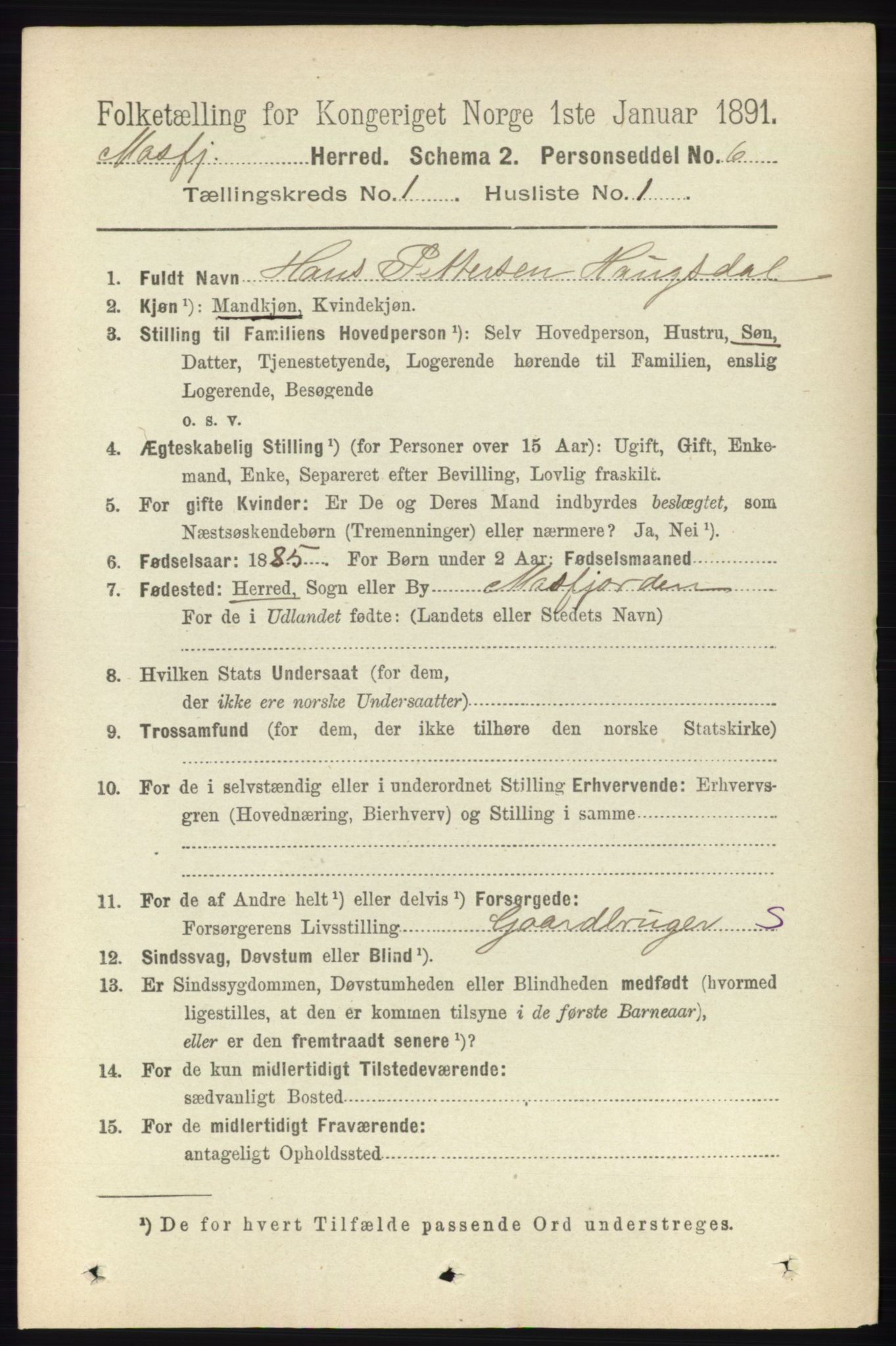 RA, 1891 census for 1266 Masfjorden, 1891, p. 54