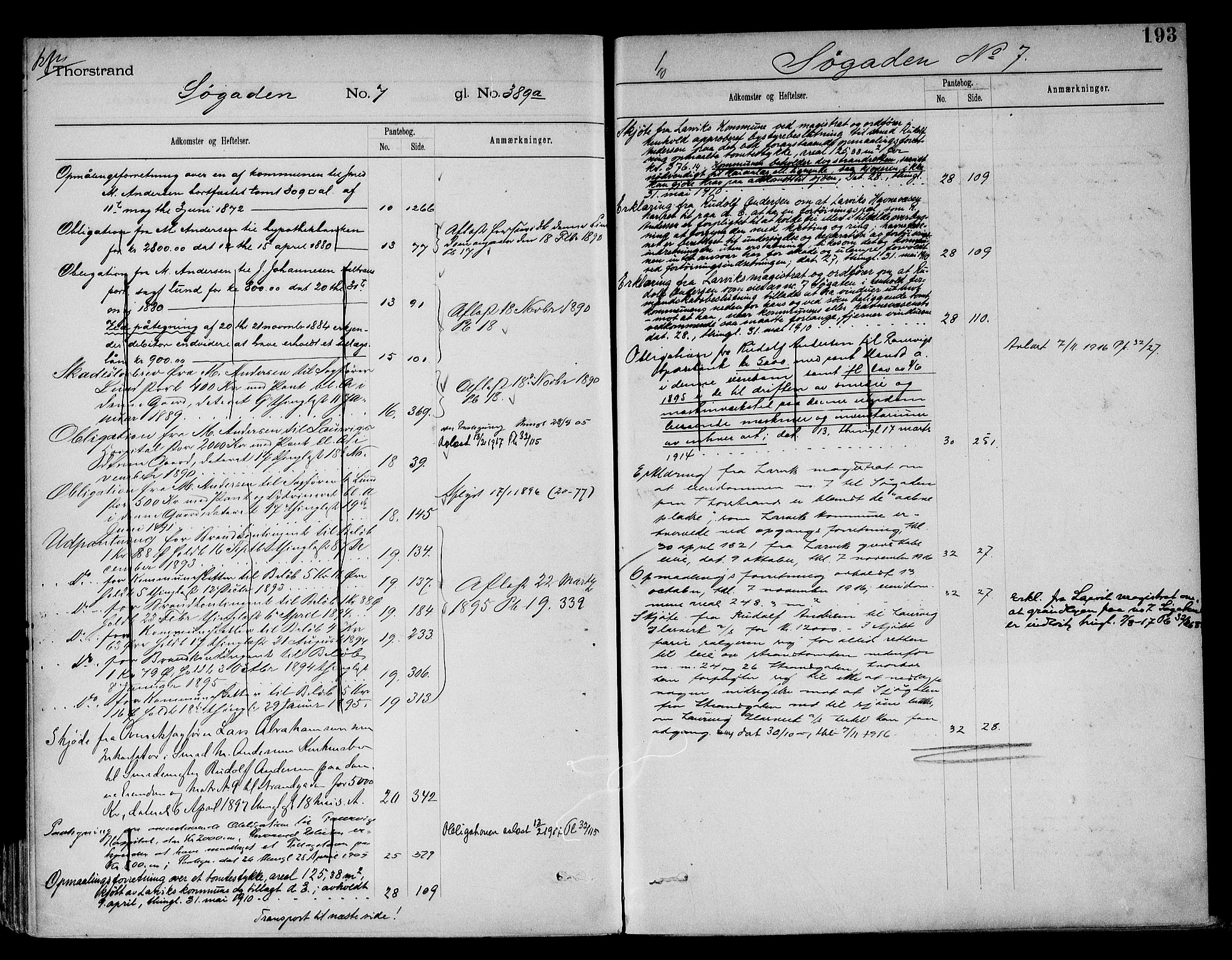Larvik byfogd, AV/SAKO-A-218/G/Gb/Gba/Gbab/L0005: Mortgage register no. II 5, p. 193
