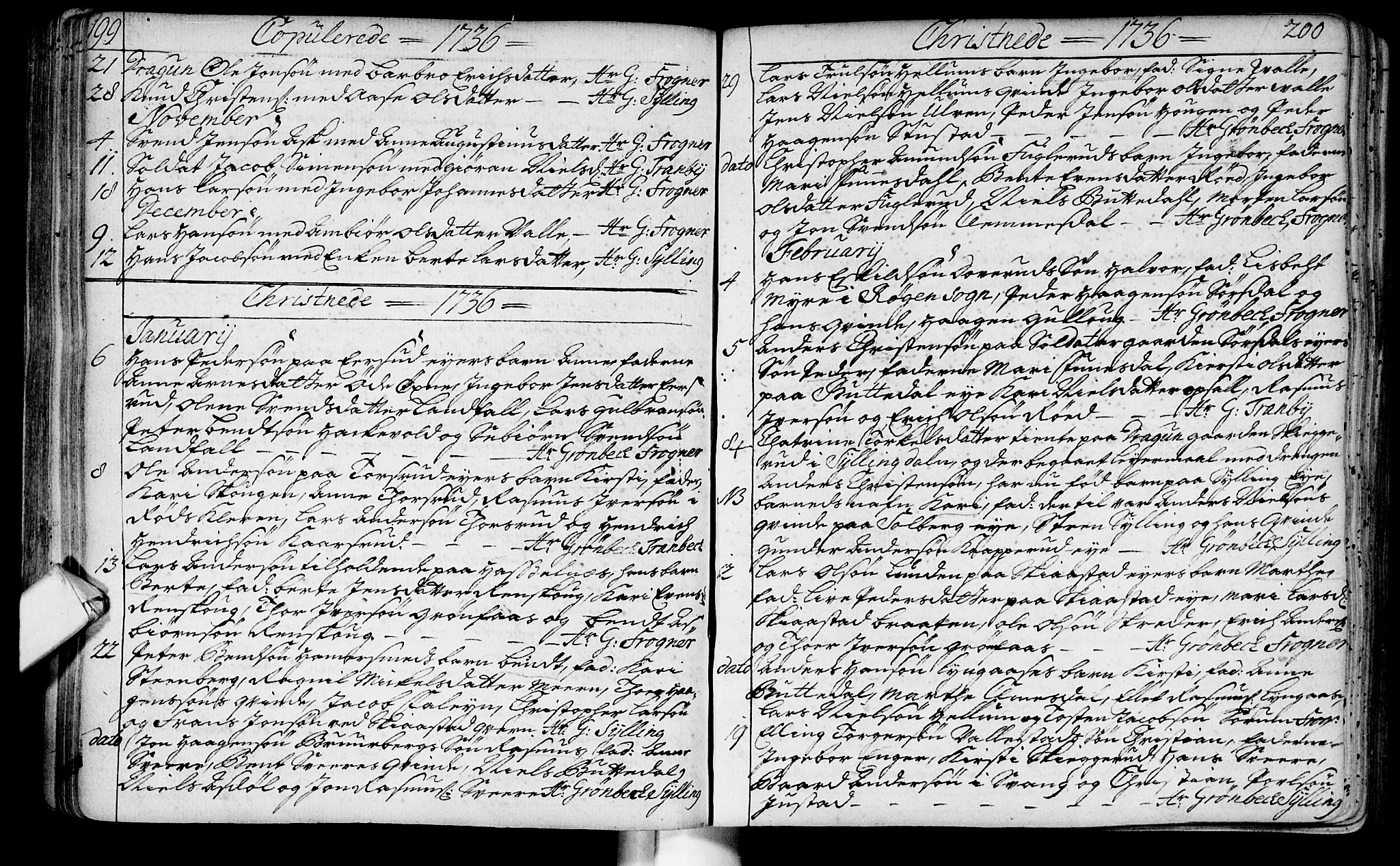 Lier kirkebøker, AV/SAKO-A-230/F/Fa/L0003: Parish register (official) no. I 3, 1727-1748, p. 199-200