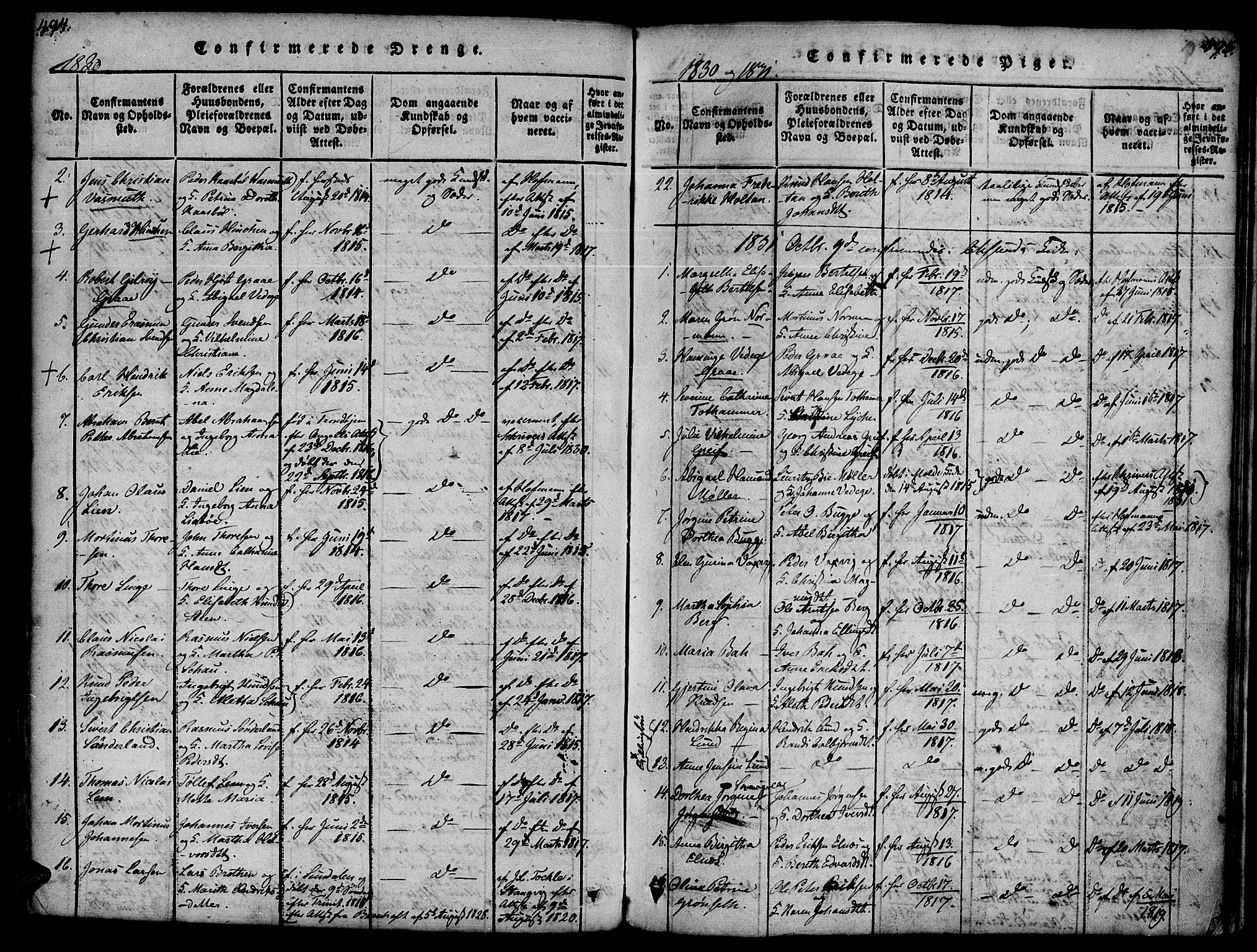 Ministerialprotokoller, klokkerbøker og fødselsregistre - Møre og Romsdal, AV/SAT-A-1454/572/L0842: Parish register (official) no. 572A05, 1819-1832, p. 494-495