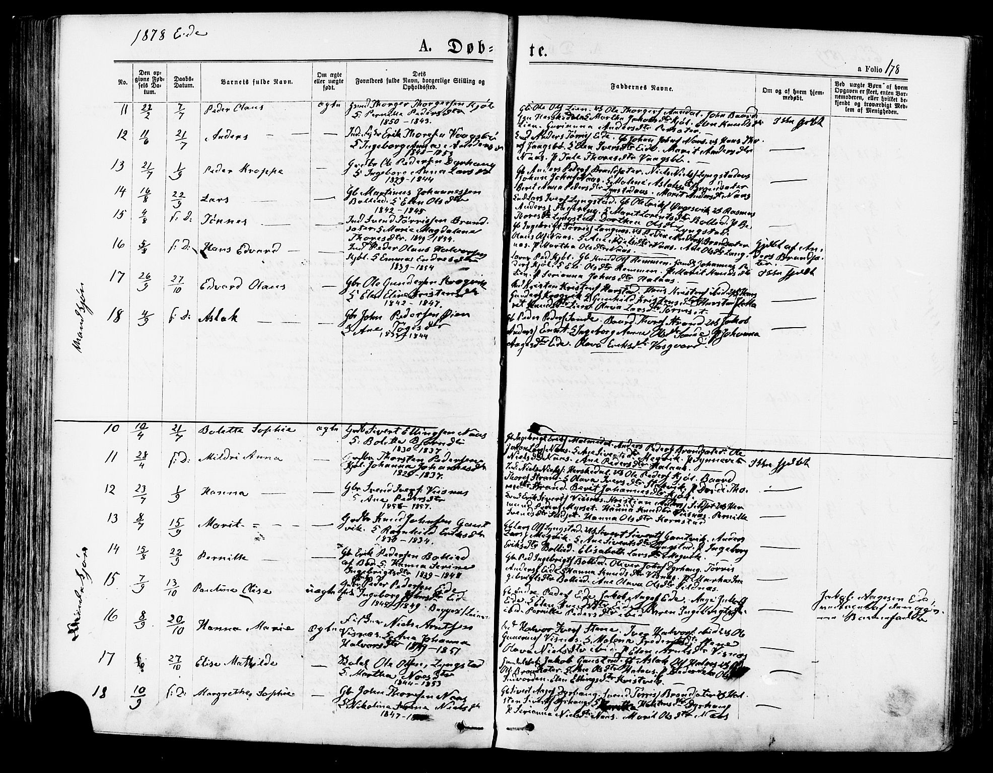 Ministerialprotokoller, klokkerbøker og fødselsregistre - Møre og Romsdal, SAT/A-1454/568/L0806: Parish register (official) no. 568A12 /4, 1878-1884, p. 178