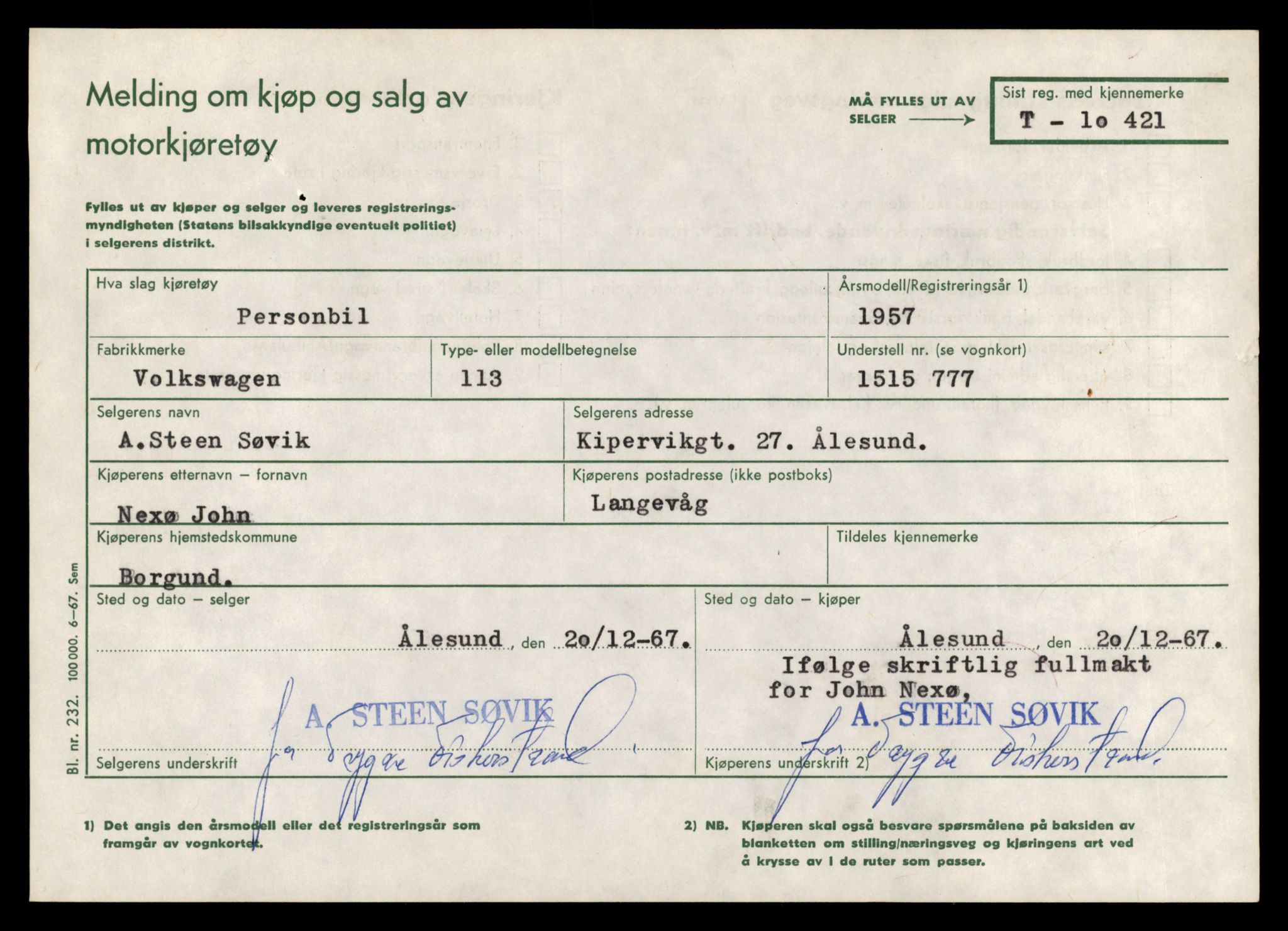 Møre og Romsdal vegkontor - Ålesund trafikkstasjon, SAT/A-4099/F/Fe/L0020: Registreringskort for kjøretøy T 10351 - T 10470, 1927-1998, p. 1976