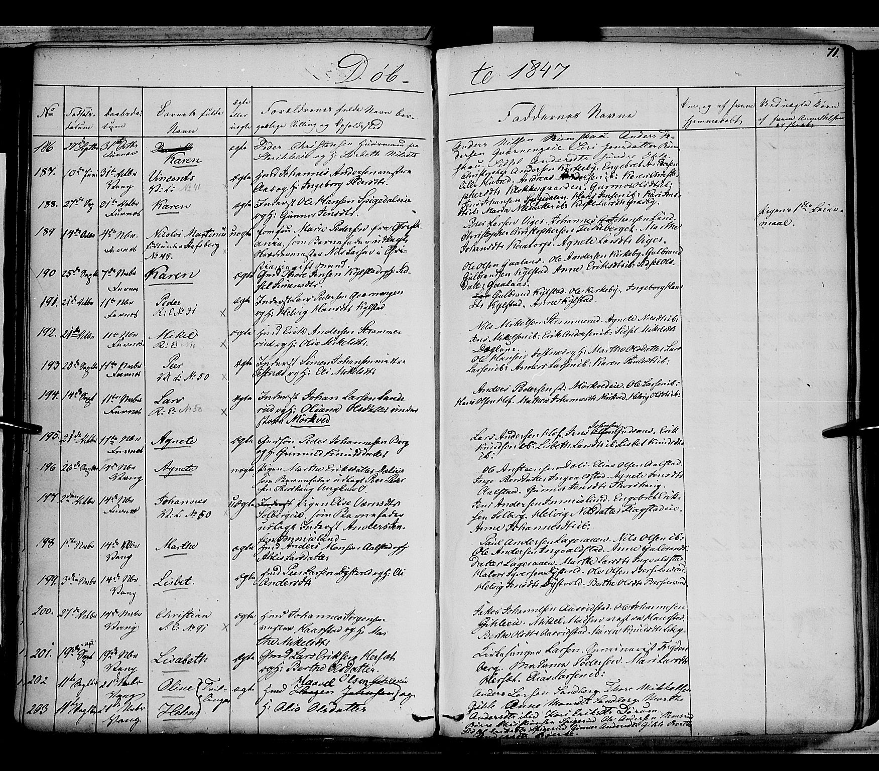 Vang prestekontor, Hedmark, SAH/PREST-008/H/Ha/Haa/L0010: Parish register (official) no. 10, 1841-1855, p. 71