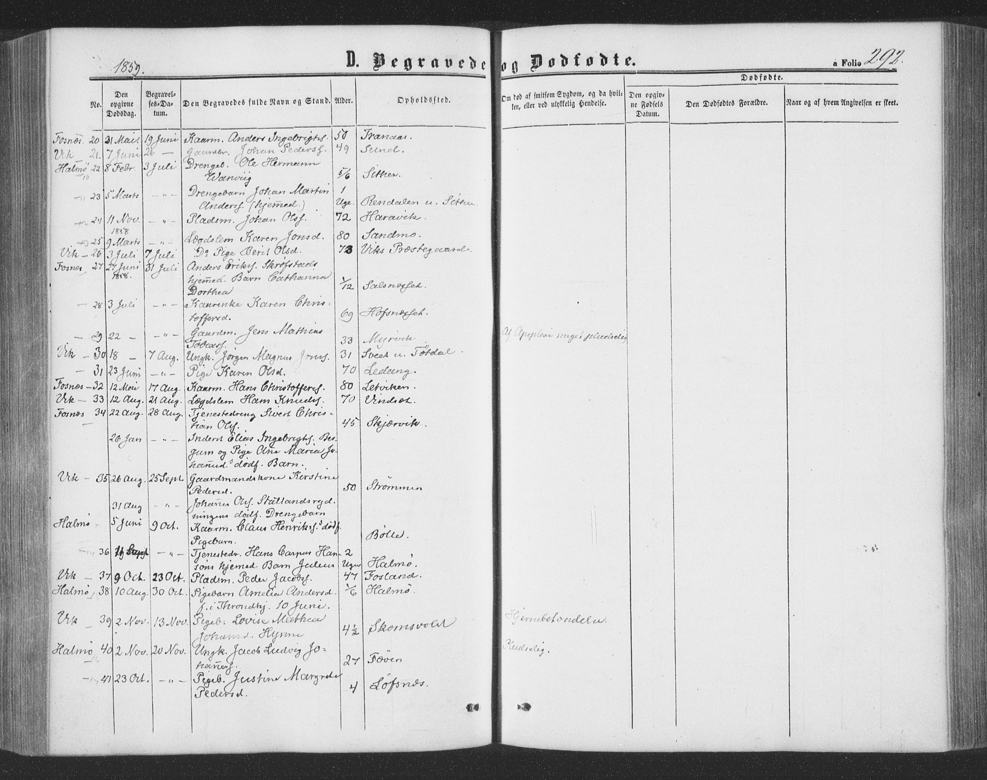 Ministerialprotokoller, klokkerbøker og fødselsregistre - Nord-Trøndelag, SAT/A-1458/773/L0615: Parish register (official) no. 773A06, 1857-1870, p. 292