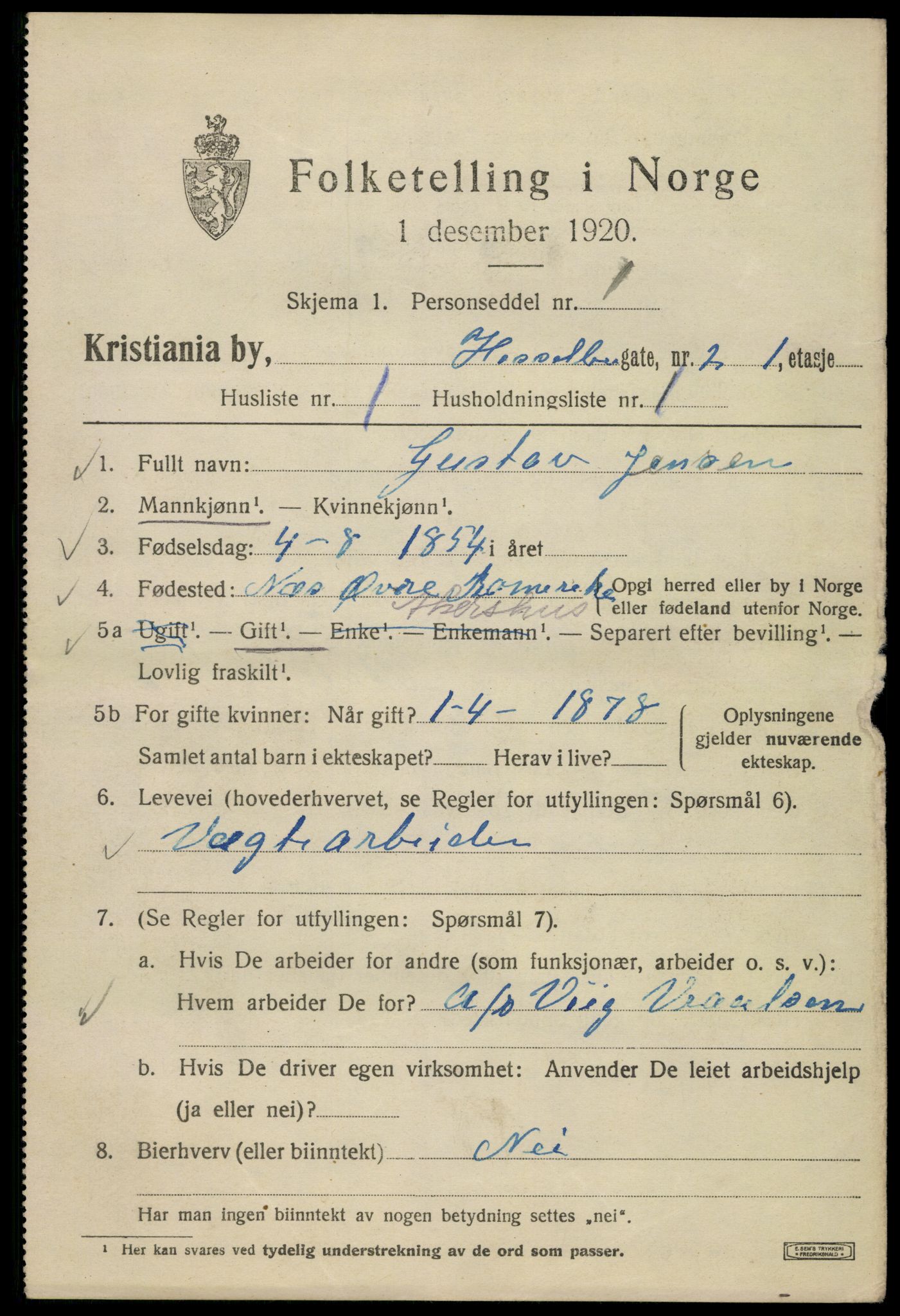 SAO, 1920 census for Kristiania, 1920, p. 292461