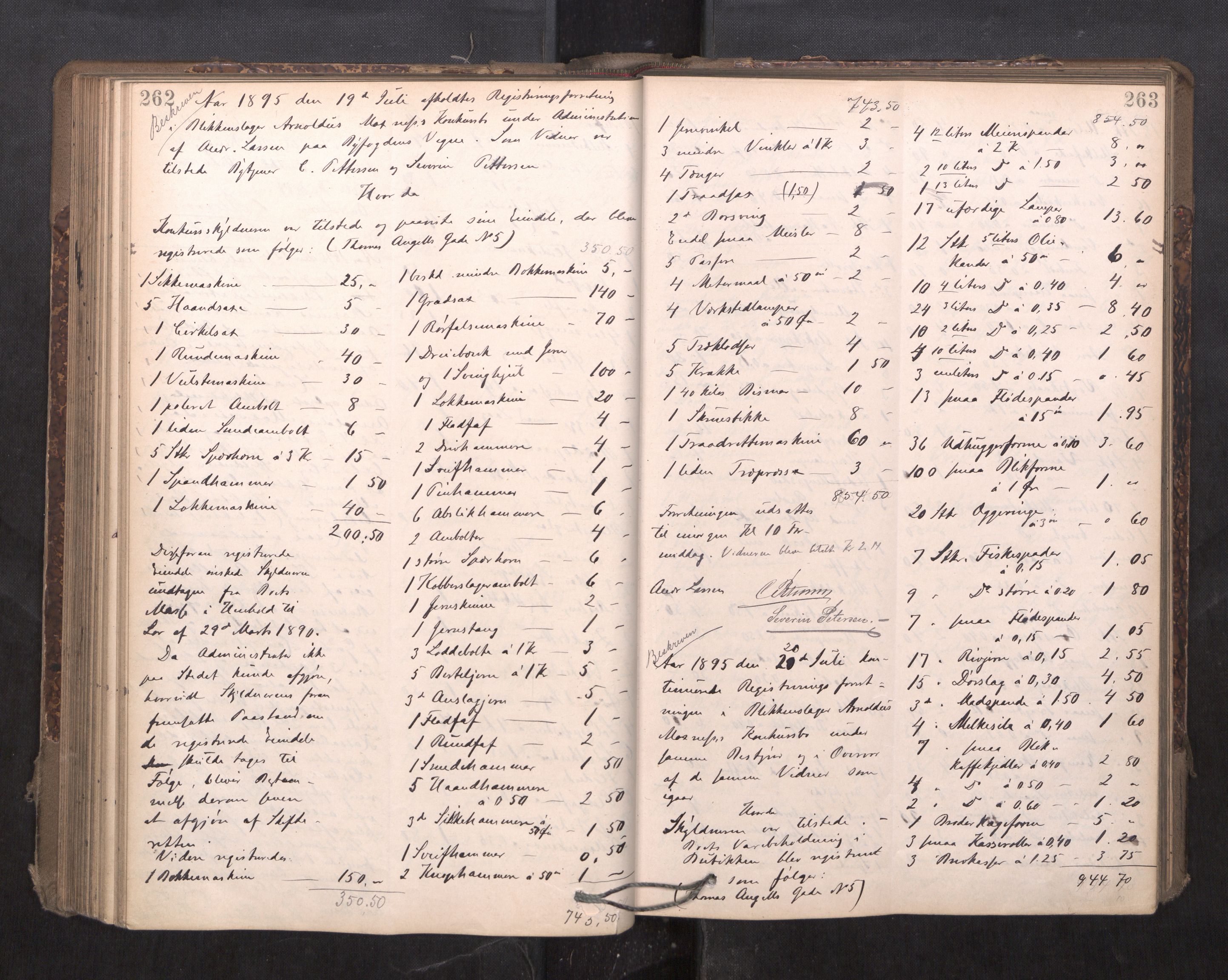Trondheim byfogd, AV/SAT-A-0003/1/3/3C/L0015: Skifteregistreringsprotokoll - 24/2-21/3 (u/ register), 1893-1899, p. 262-263
