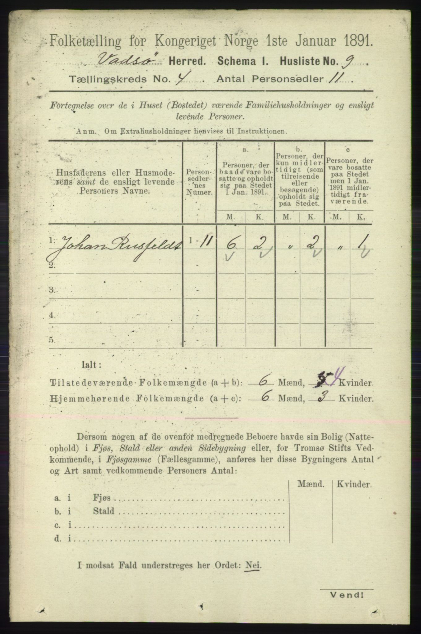 RA, 1891 census for 2029 Vadsø, 1891, p. 1152