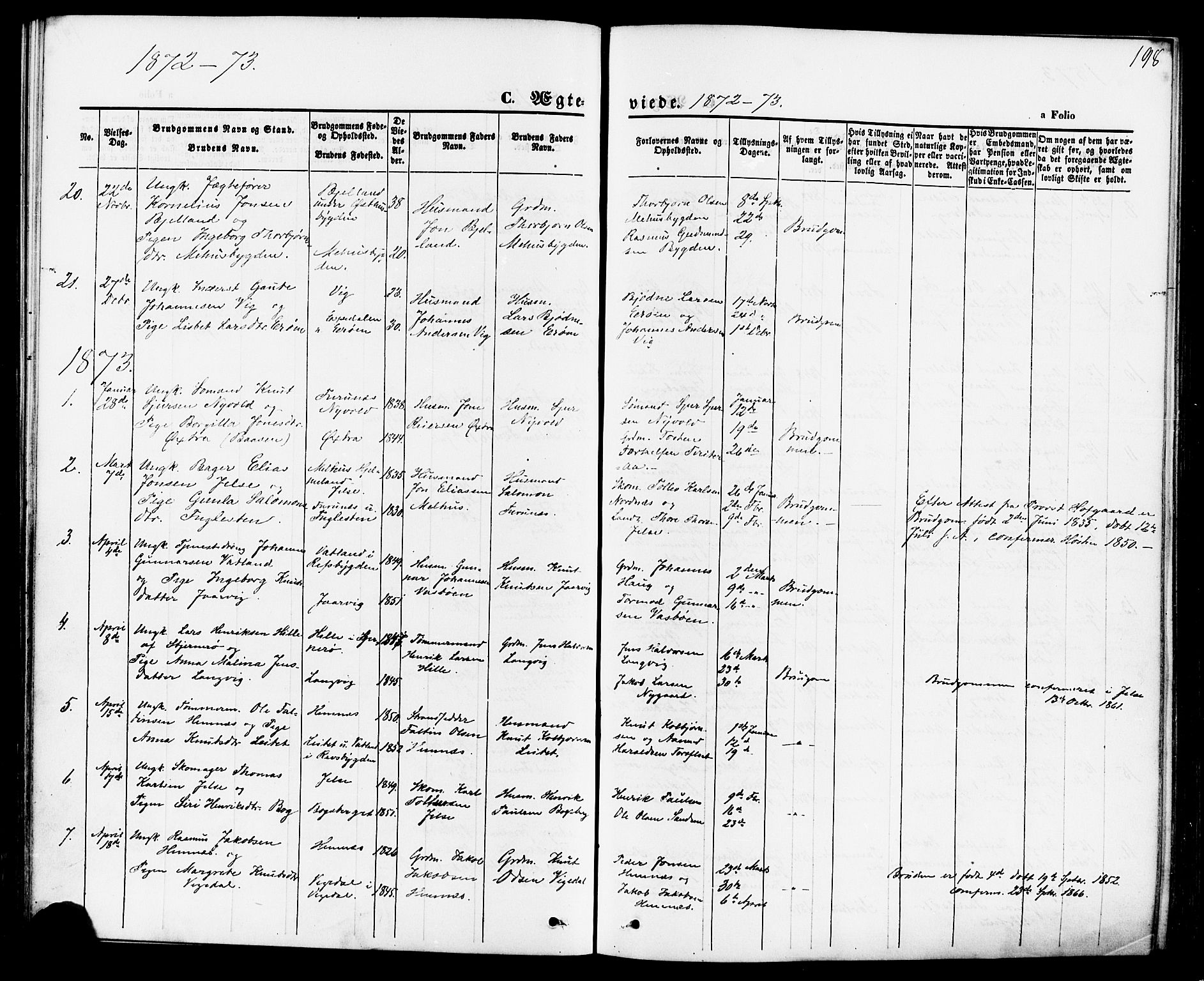 Jelsa sokneprestkontor, SAST/A-101842/01/IV: Parish register (official) no. A 8, 1867-1883, p. 198
