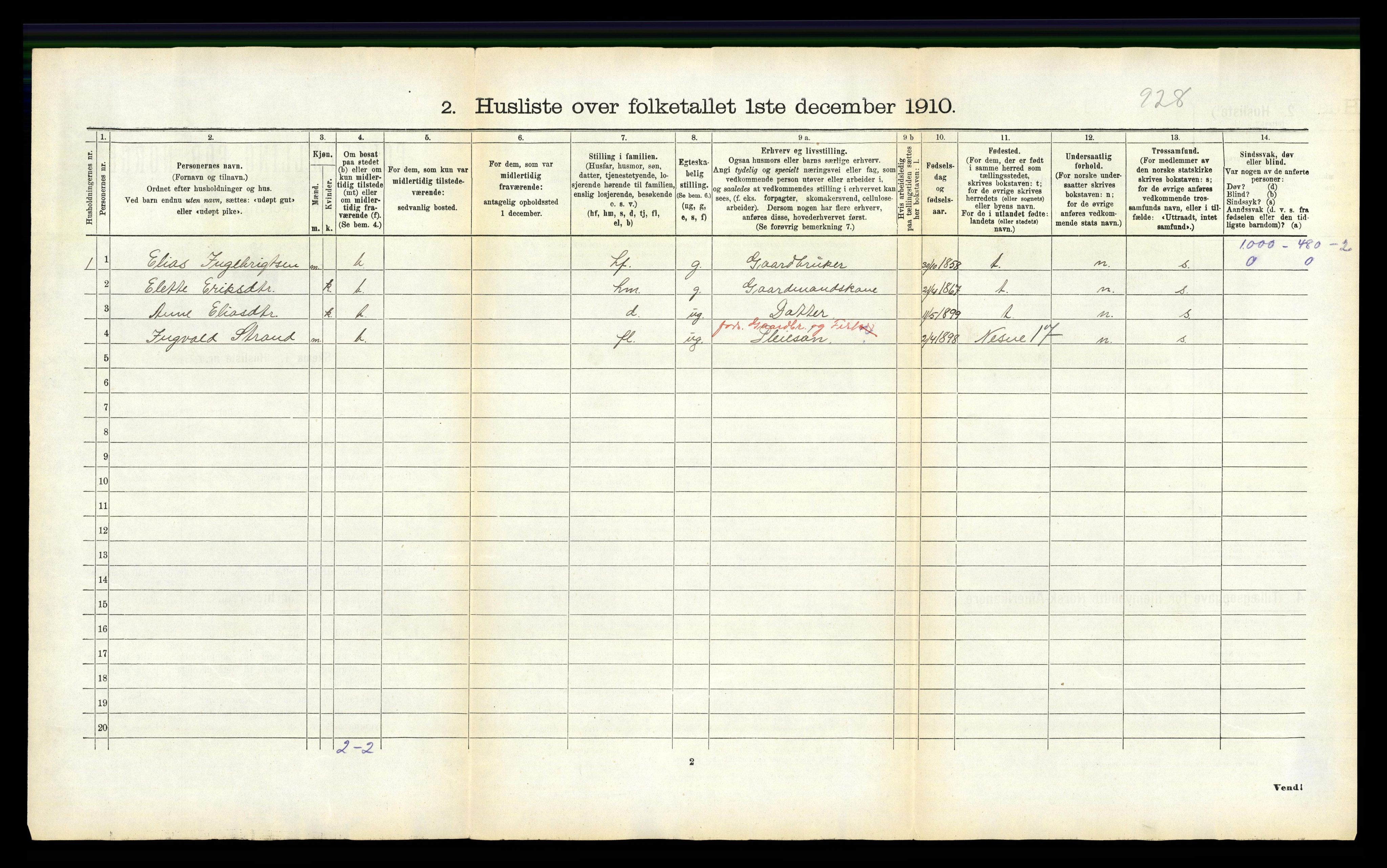 RA, 1910 census for Ankenes, 1910, p. 78