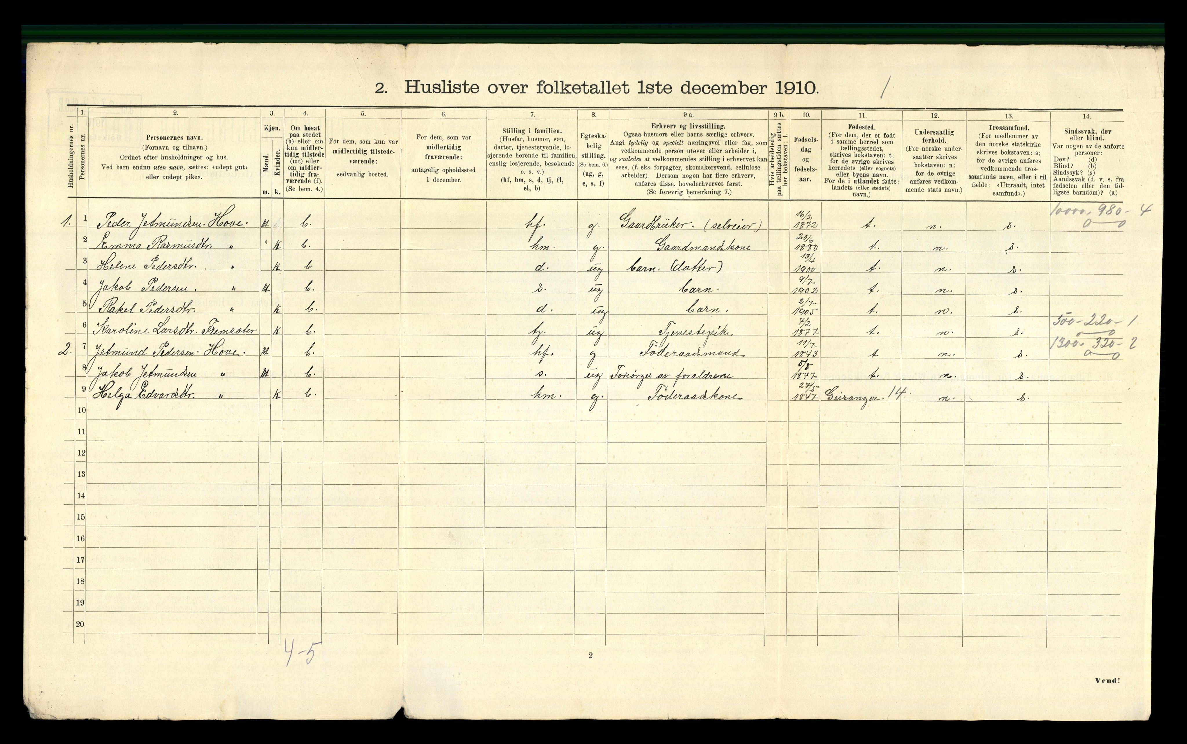 RA, 1910 census for Stordal, 1910, p. 23