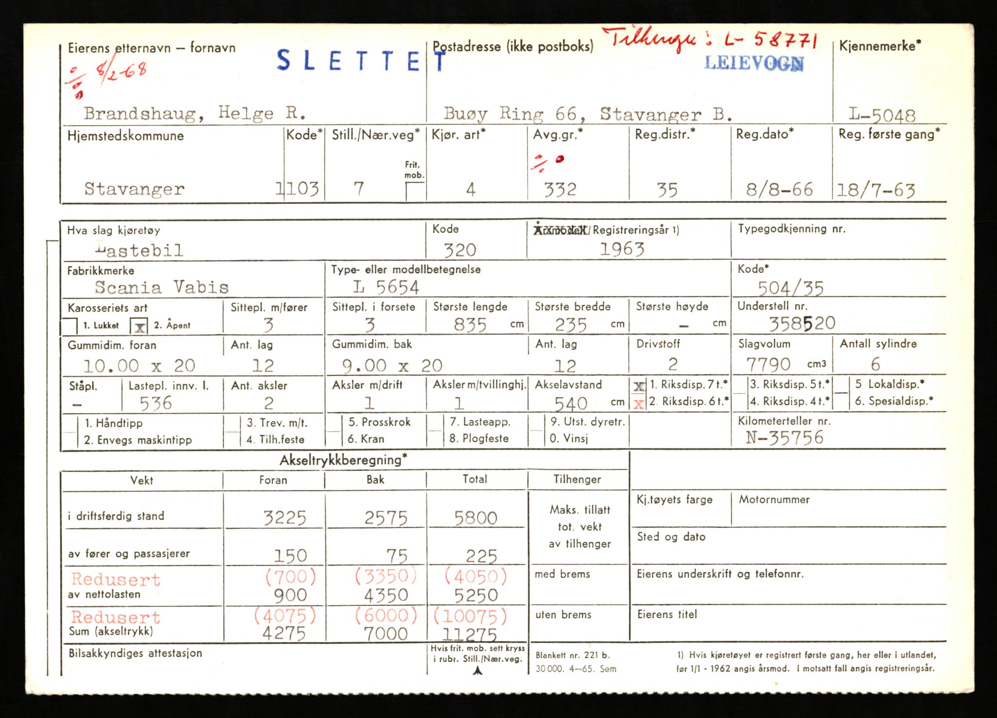 Stavanger trafikkstasjon, SAST/A-101942/0/F/L0013: L-4700 - L-5079, 1930-1971, p. 1751