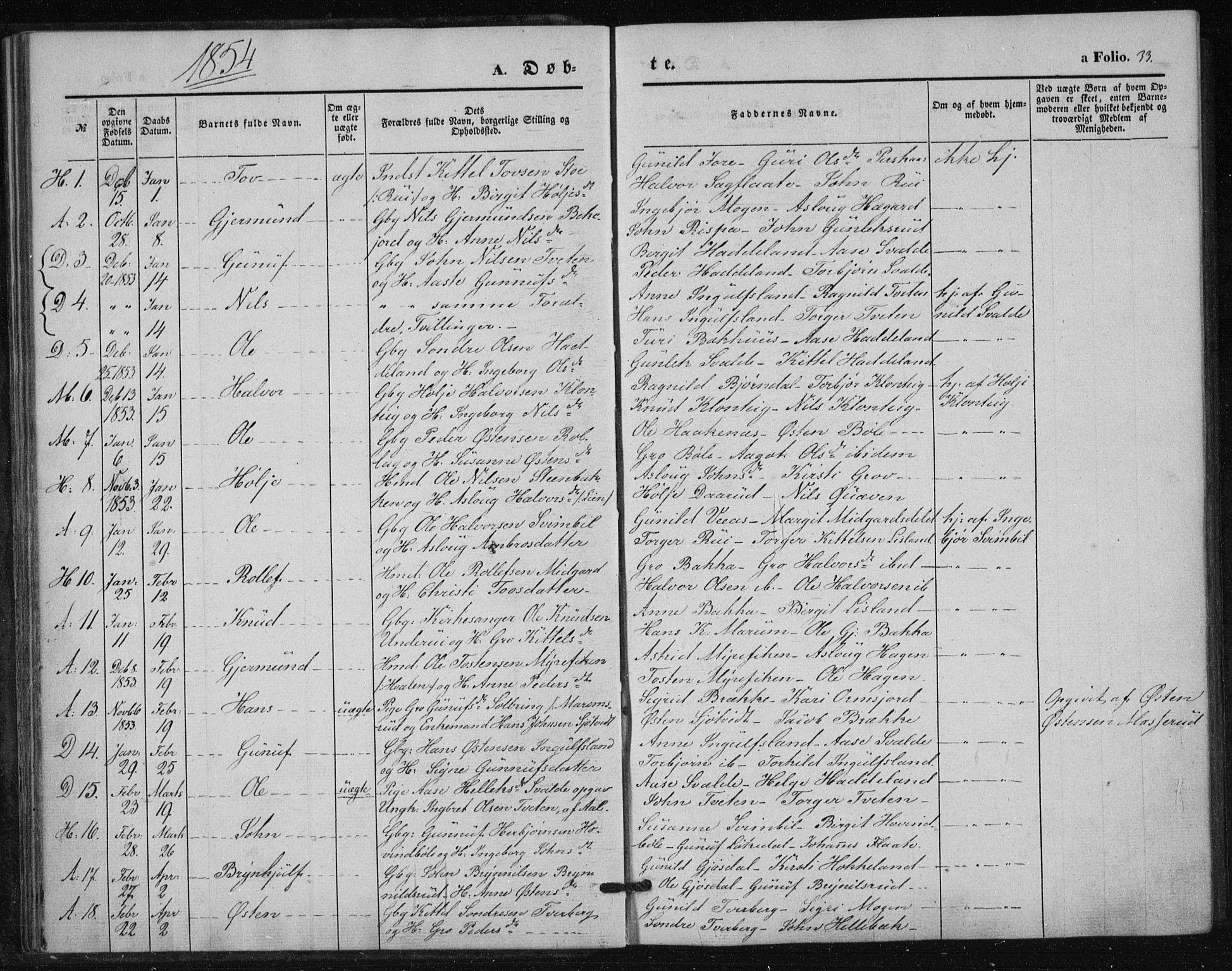 Tinn kirkebøker, AV/SAKO-A-308/F/Fa/L0005: Parish register (official) no. I 5, 1844-1856, p. 33