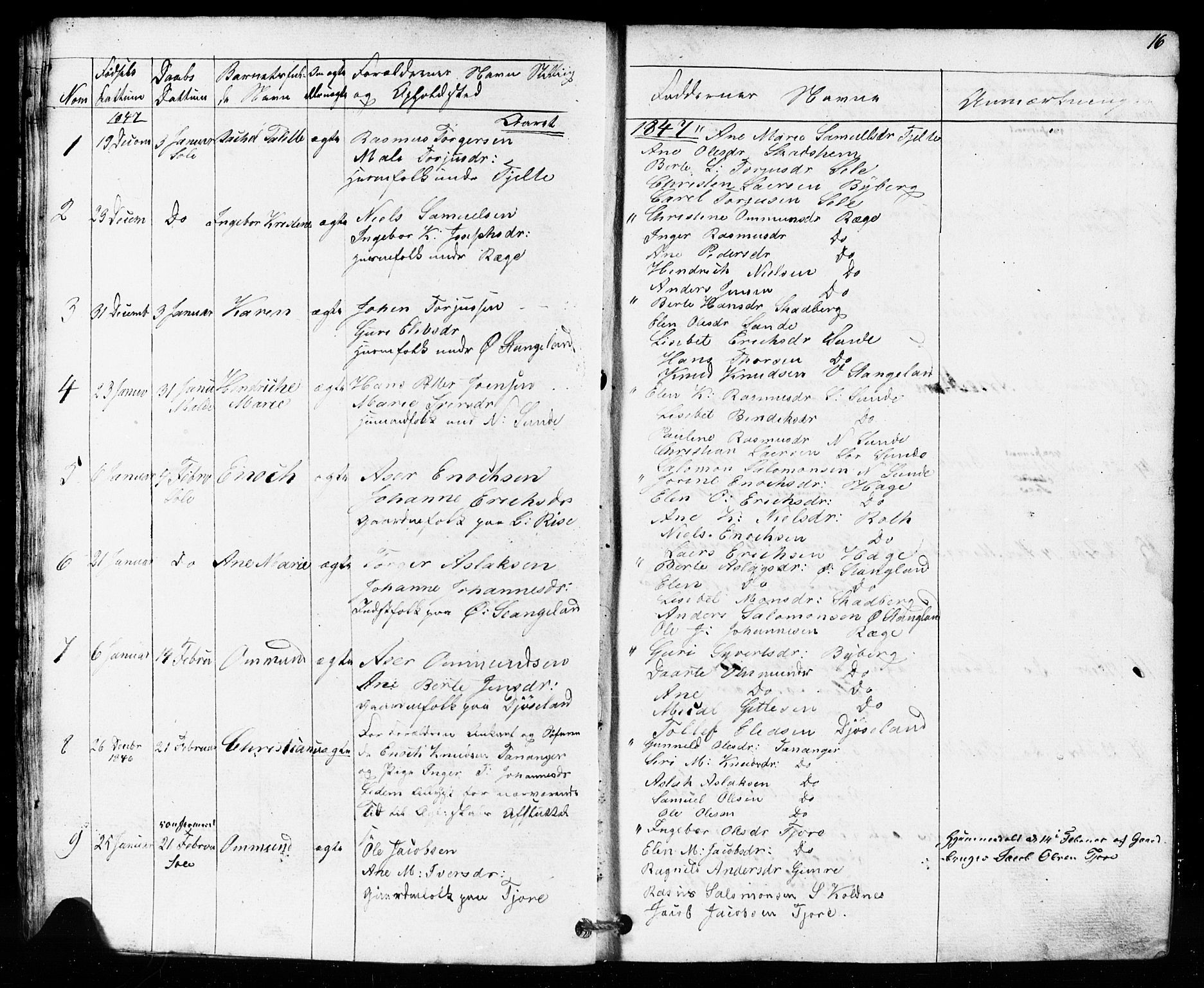 Håland sokneprestkontor, SAST/A-101802/001/30BB/L0002: Parish register (copy) no. B 2, 1845-1872, p. 16