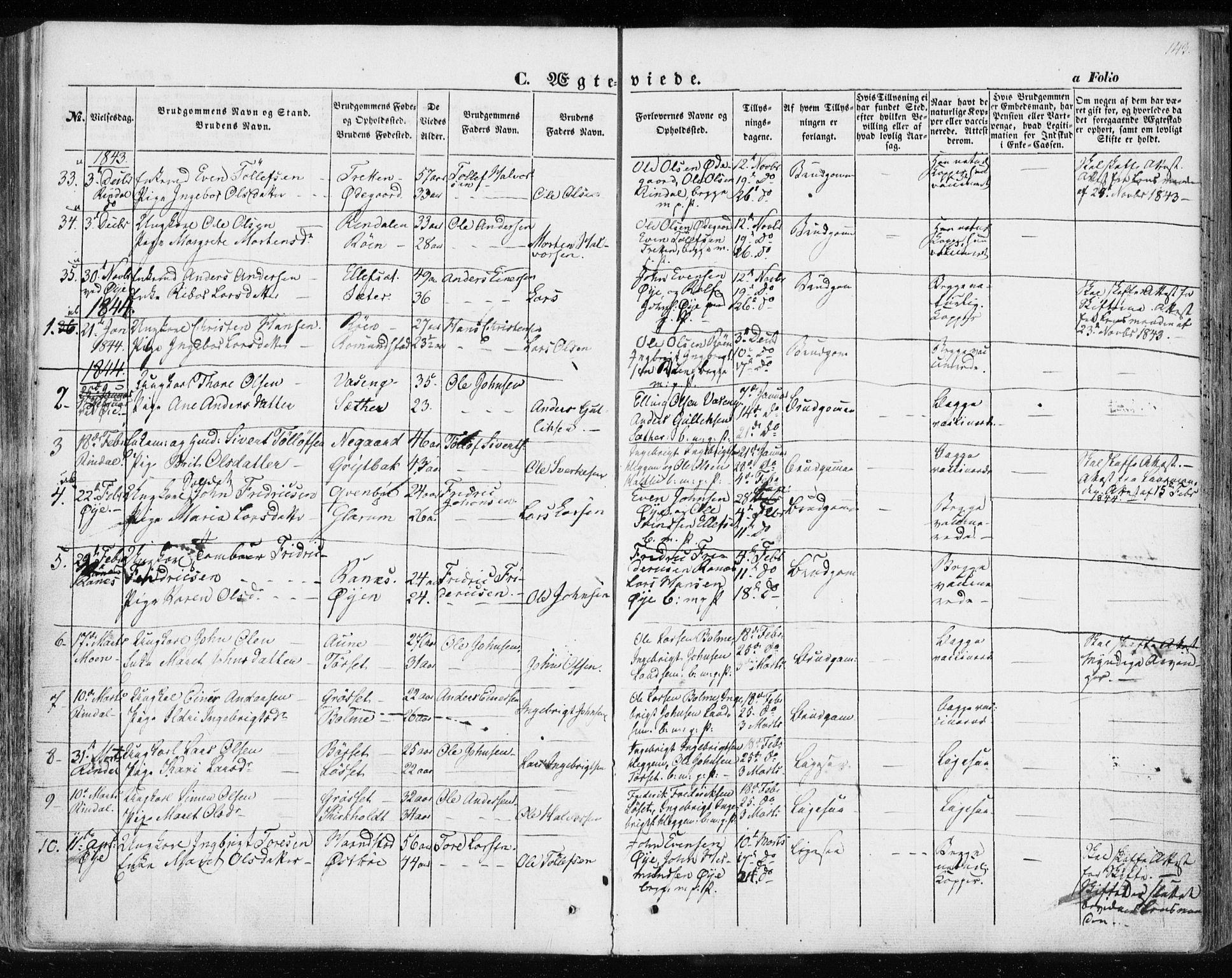 Ministerialprotokoller, klokkerbøker og fødselsregistre - Møre og Romsdal, SAT/A-1454/595/L1043: Parish register (official) no. 595A05, 1843-1851, p. 143