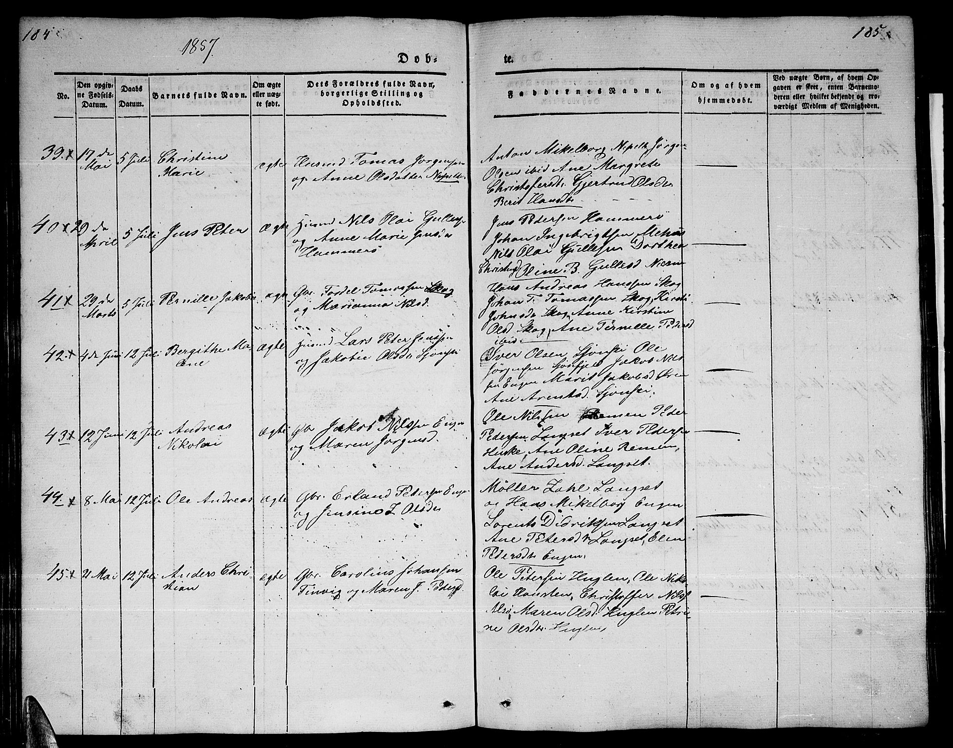 Ministerialprotokoller, klokkerbøker og fødselsregistre - Nordland, SAT/A-1459/838/L0555: Parish register (copy) no. 838C02, 1842-1861, p. 184-185