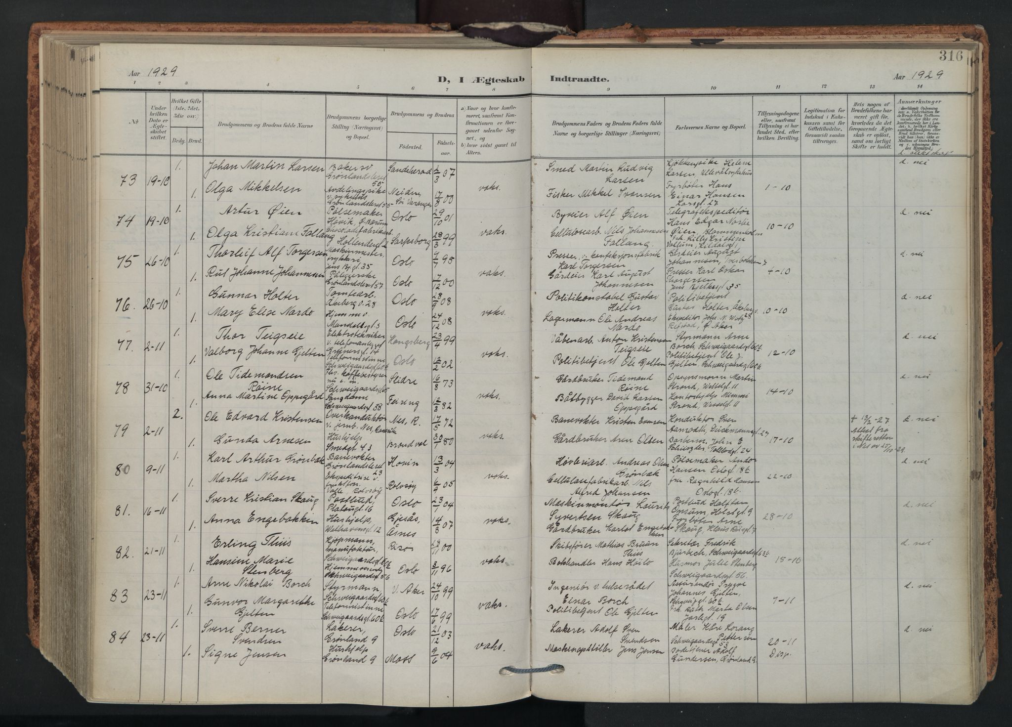 Grønland prestekontor Kirkebøker, AV/SAO-A-10848/F/Fa/L0017: Parish register (official) no. 17, 1906-1934, p. 316